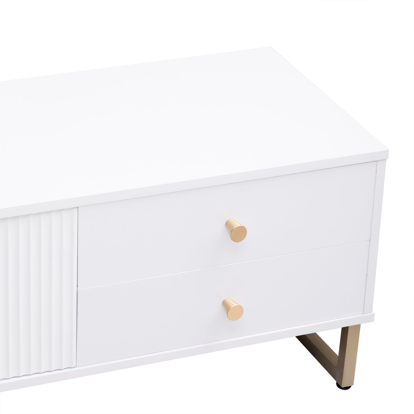 Modern White TV Stand with Storage Drawers and Cabinet