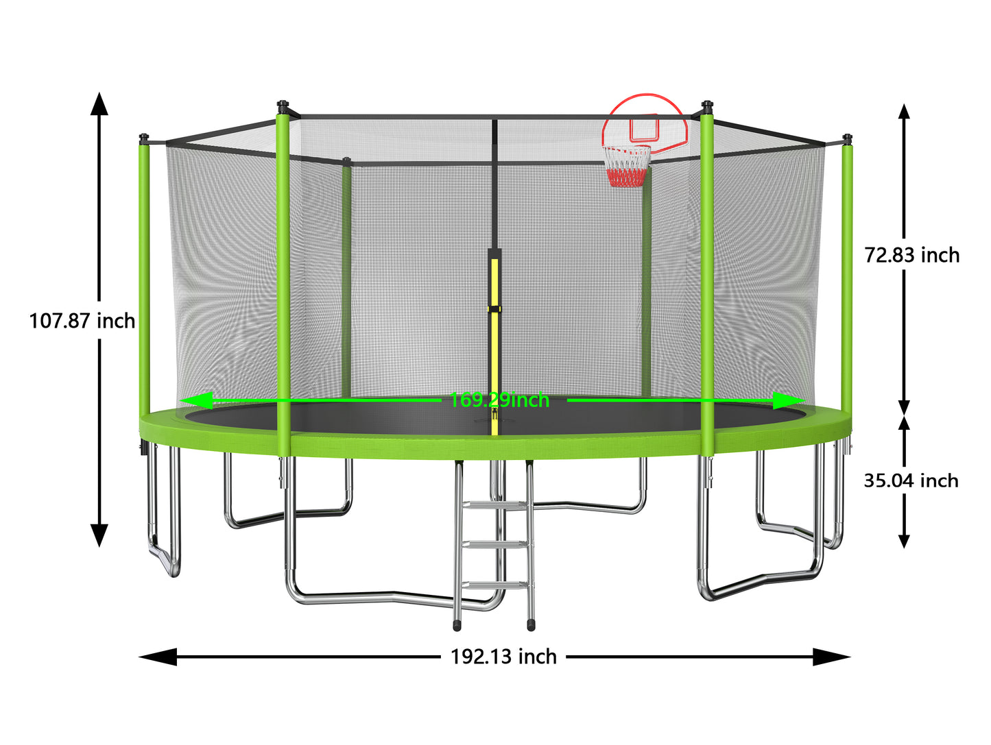 16ft Trampoline with Enclosure, New Upgraded Kids Outdoor Trampoline with Basketball Hoop and Ladder, Heavy-Duty Round Trampoline.