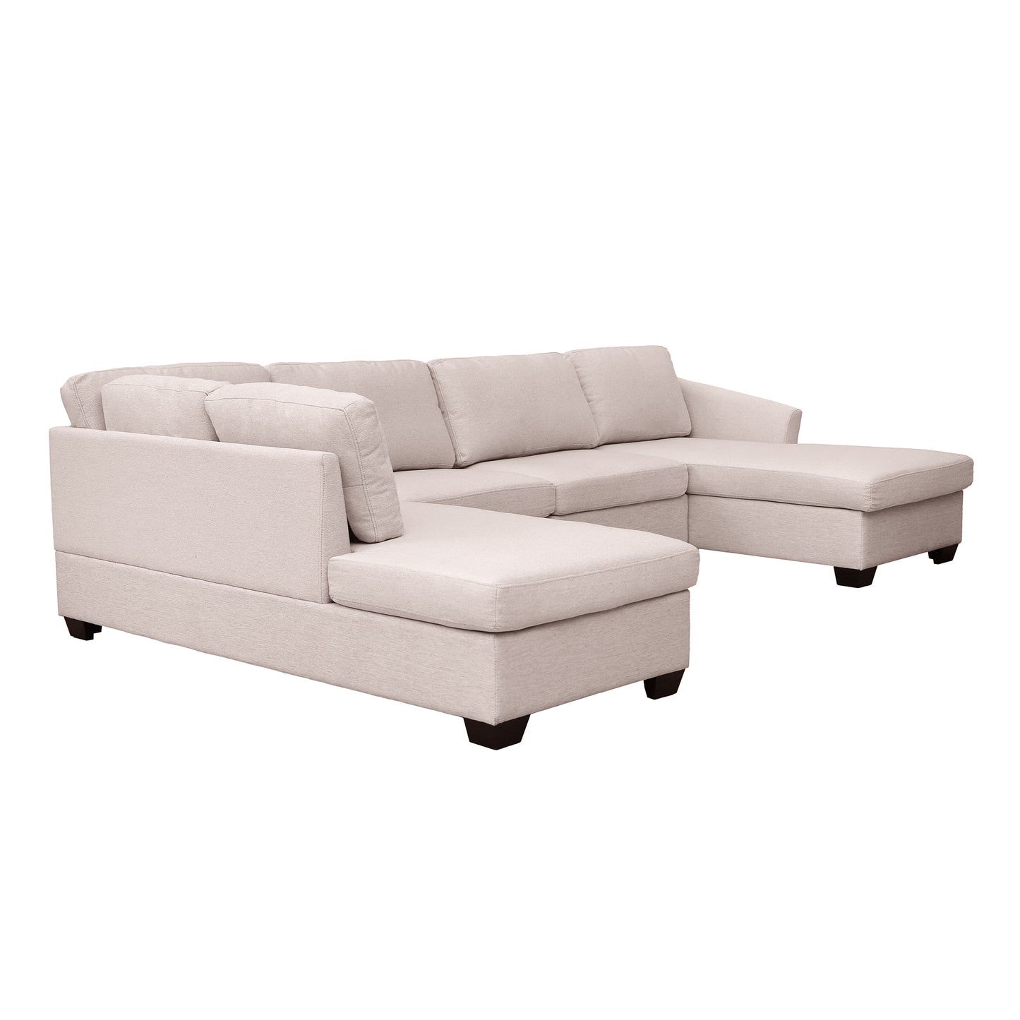 Modern Large  U-Shape Sectional Sofa, Double Extra Wide Chaise Lounge Couch,  Beige