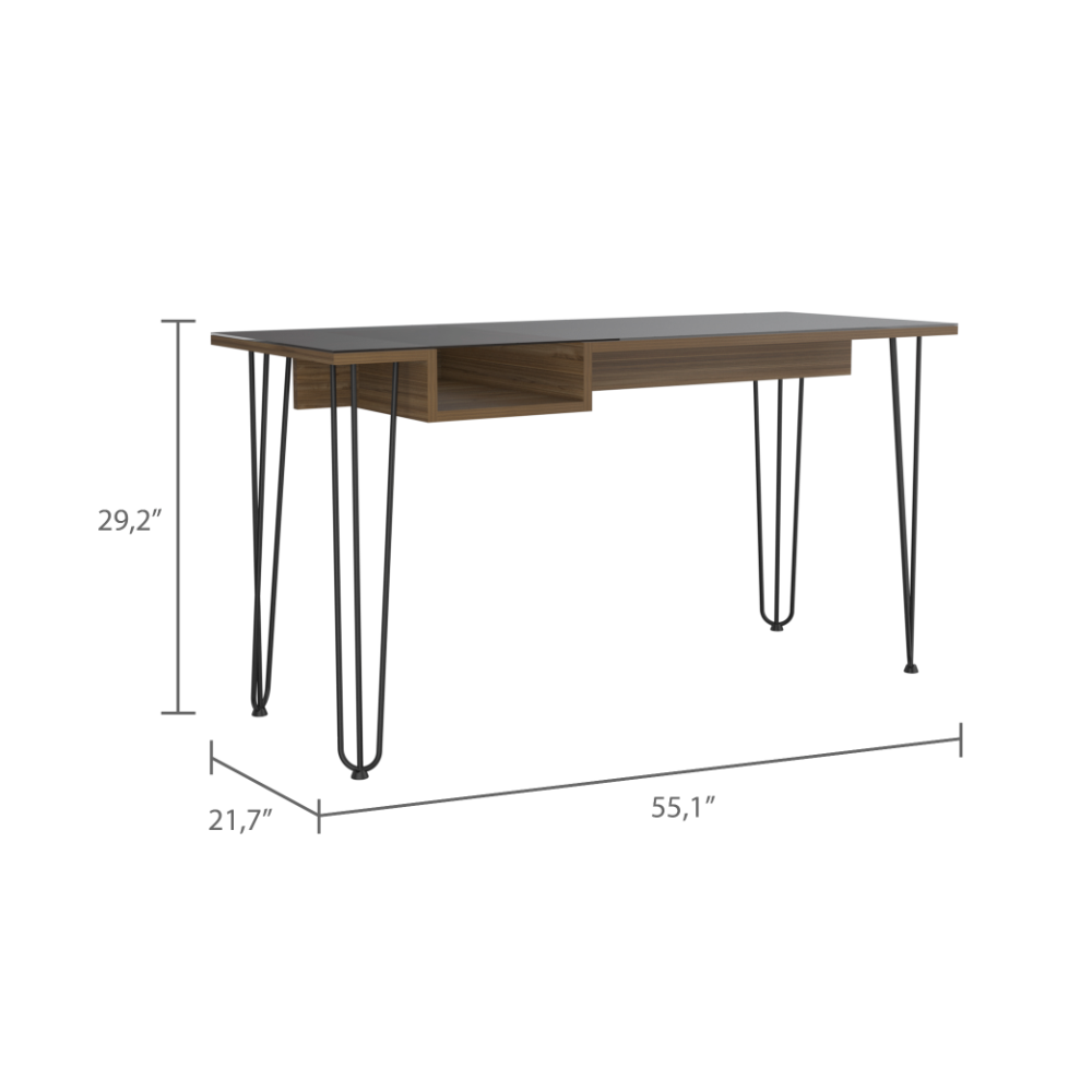 Mahogany Finish Baxter 140 Desk with One Shelf and Four Legs