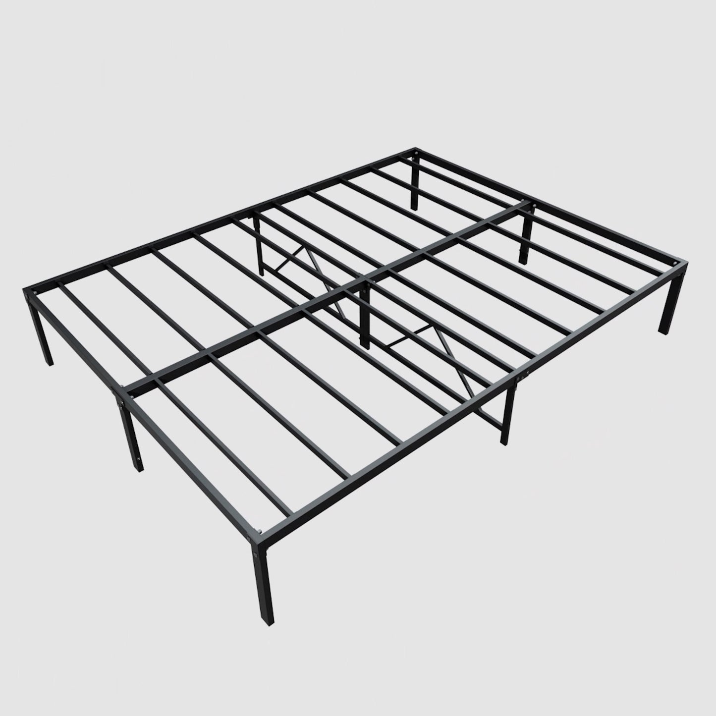 14 Inch Black King Bed Frame No Box Spring Needed,  Metal Bed Frame with Solid Structure, Noiseless, Easy to install, and Sufficient Storage Space Under the Bed