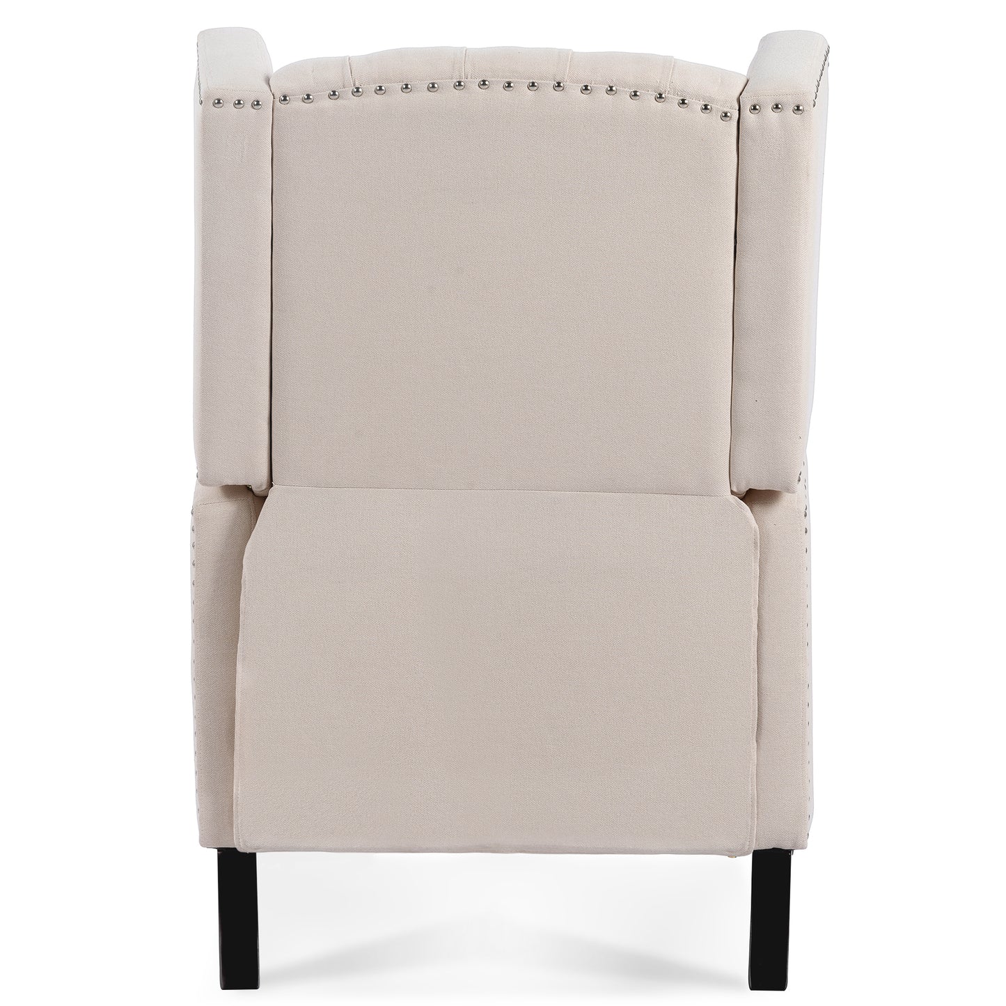 Beige Fabric Wing Chair Recliner with High Backrest - 27.16 Wide