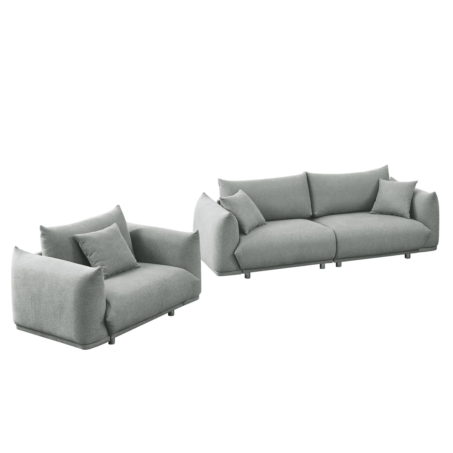 Modern 3-Seater and 1-Seater Sofa Set with Solid Wood Frame and Extra Pillows