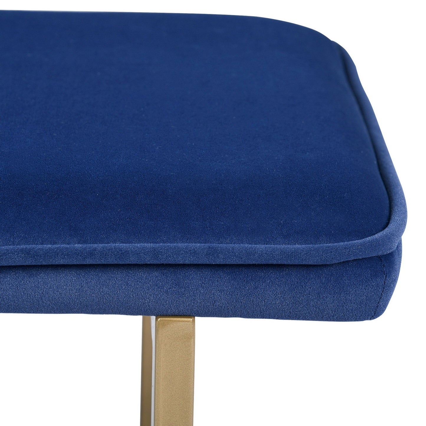 Set of 1 Upholstered Velvet Bench 44.5" W x 15" D x 18.5" H,Golden Powder Coating Legs  - BLUE