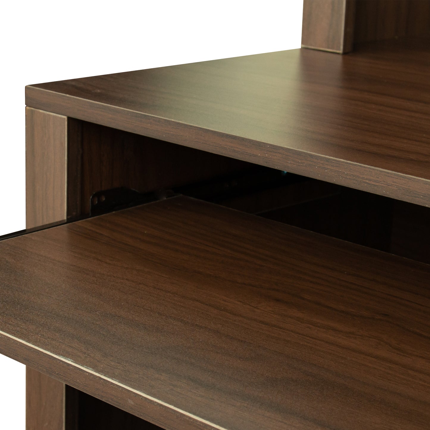 Elegant Walnut Home Office Desk with Hutch and Spacious Storage Capability