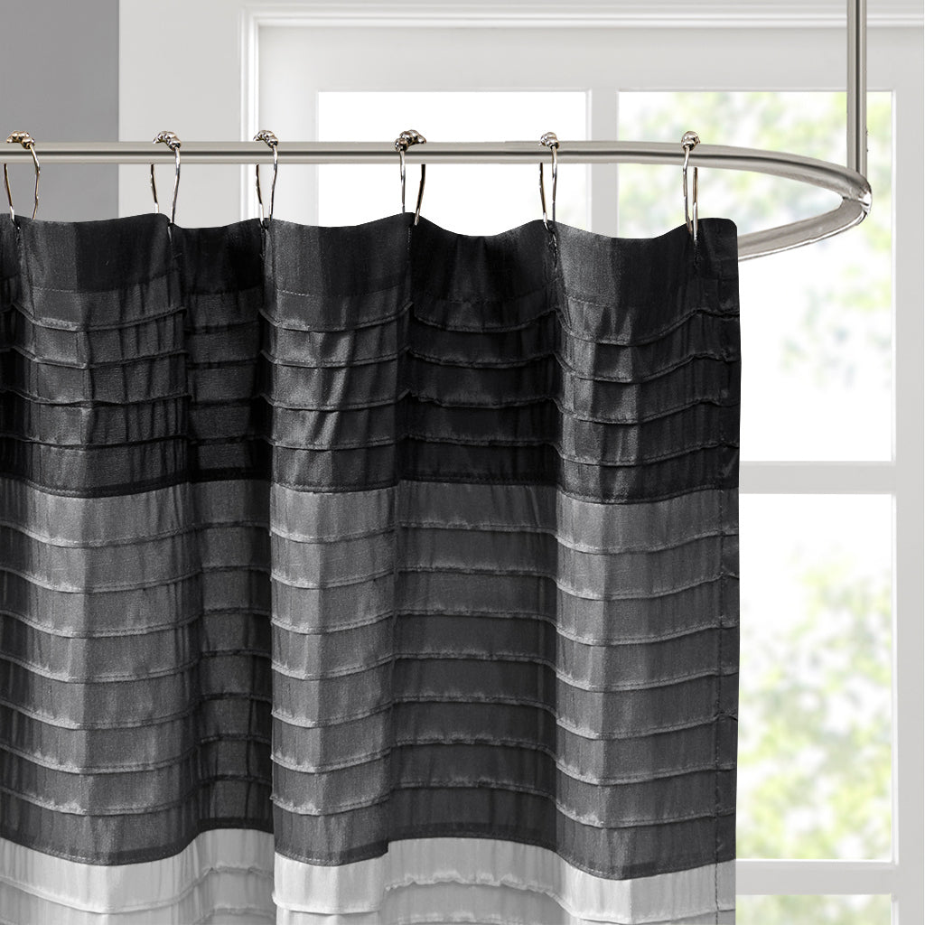 Silk Elegance Shower Curtain with Pintucked Details