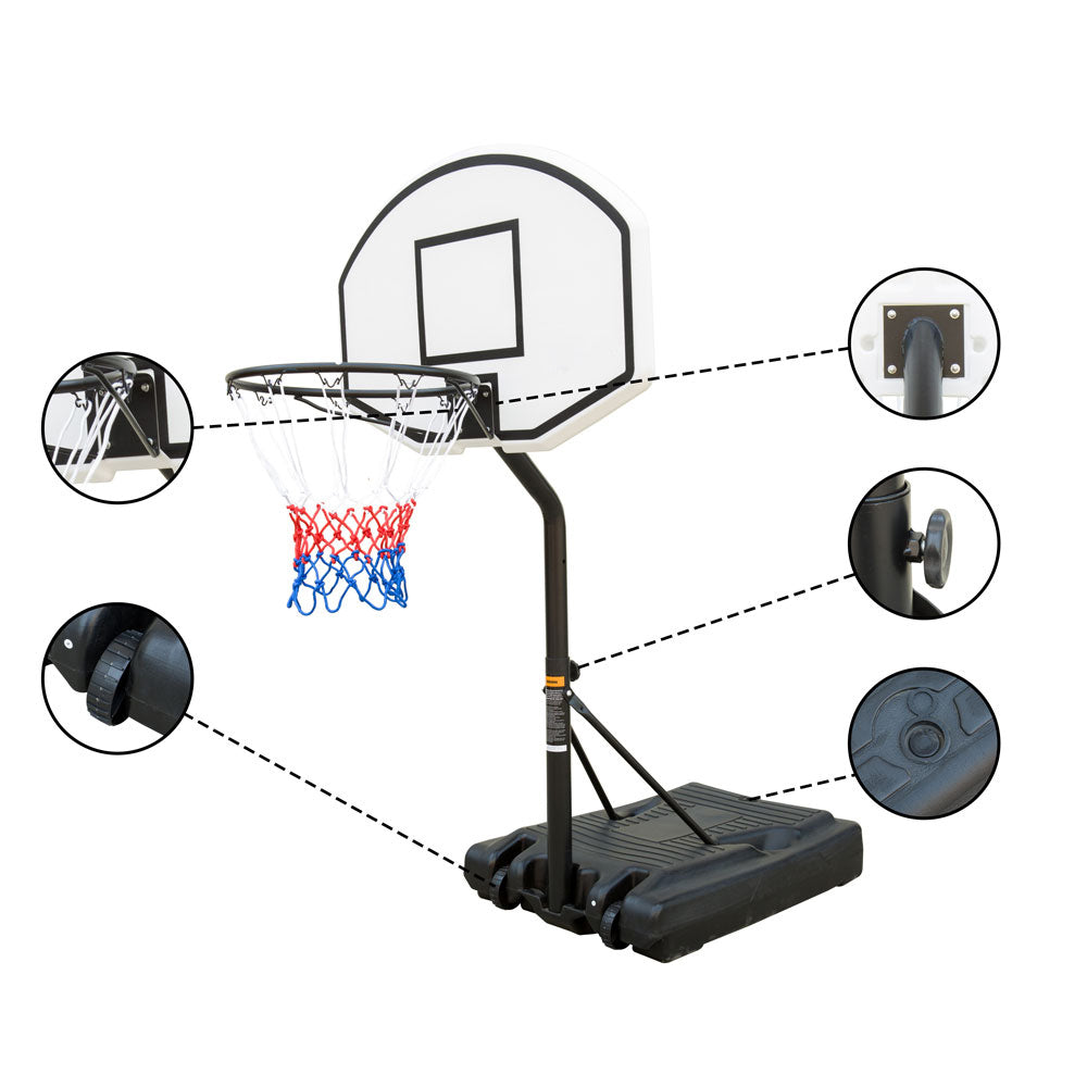 Portable Poolside Basketball Hoop Swimming Pool 3.1ft to 4.7ft Height-Adjustable Basketball System Goal Stand for Kids