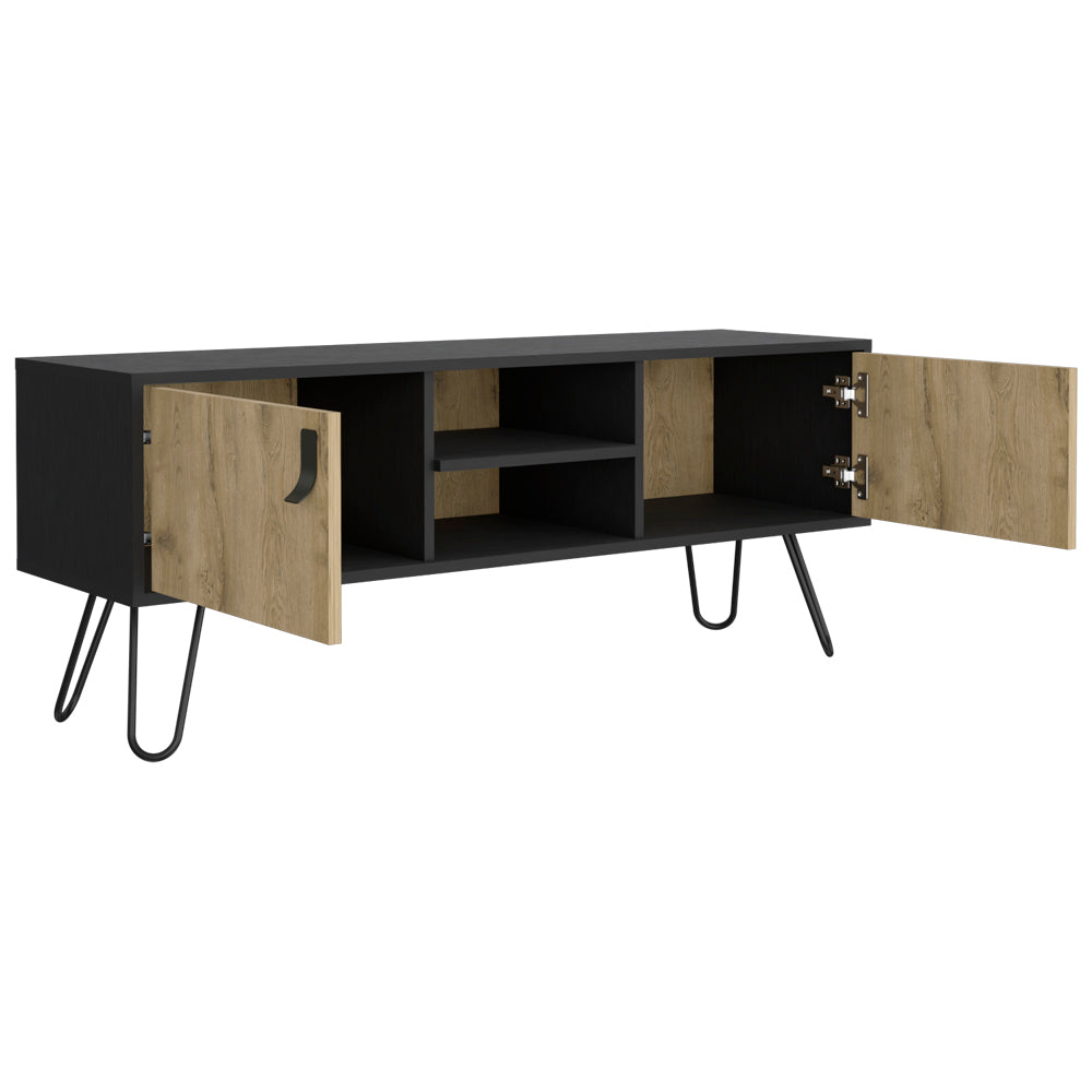 B Magness TV Stand, Black / Macadamia Storage Solution