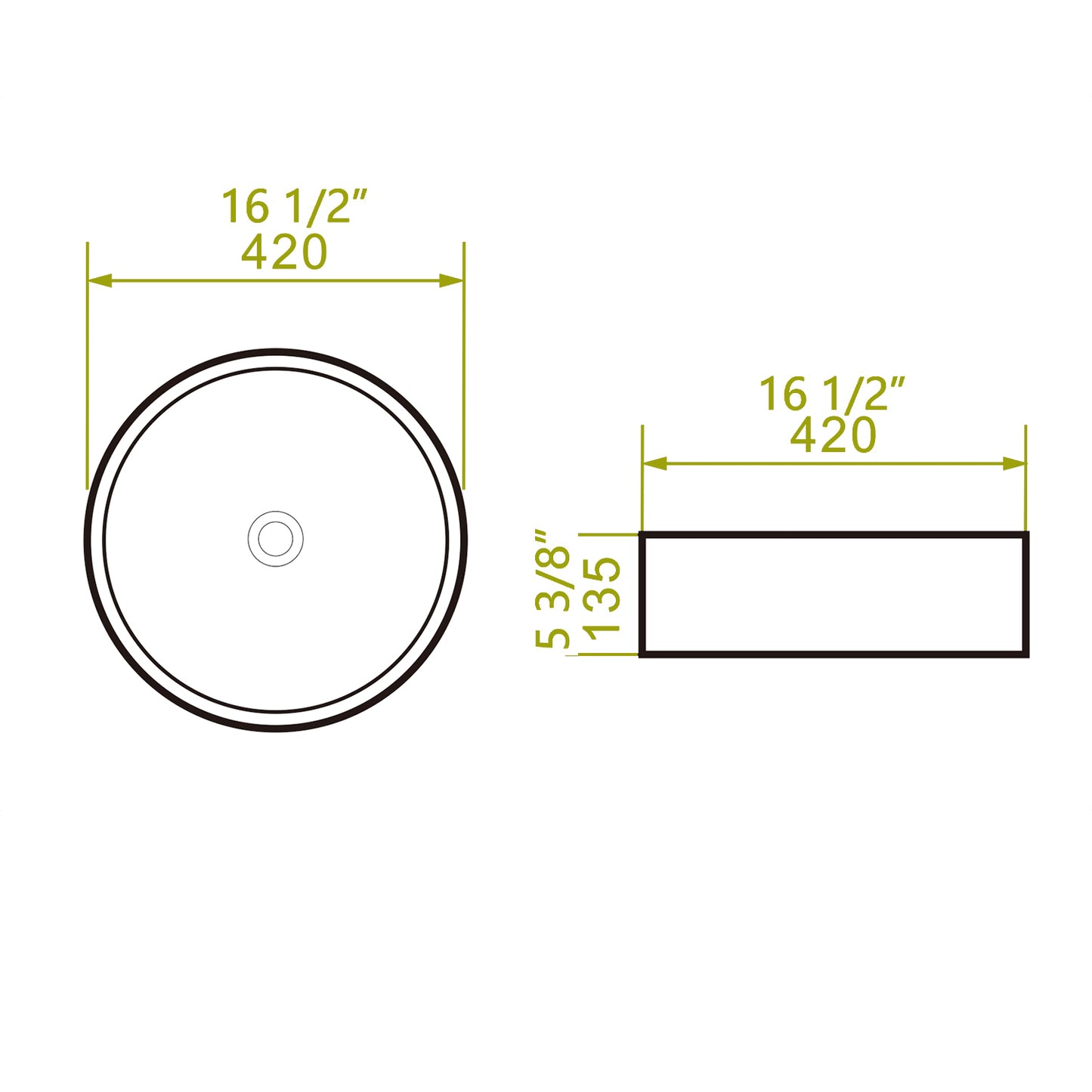 Vessel Bathroom Sink Basin in White Ceramic