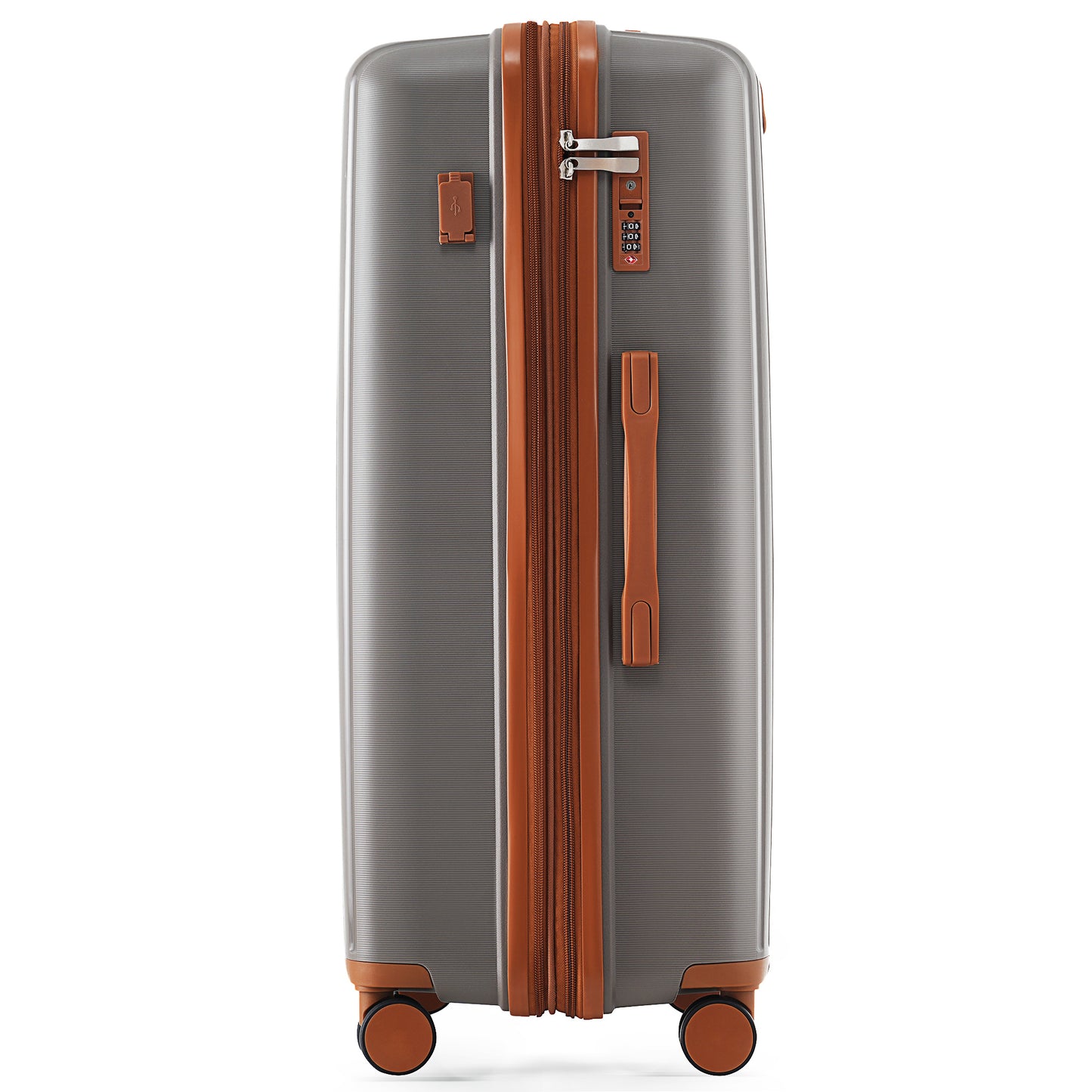 Luggage Sets 3 Piece Suitcase Set 20/24/28 with USB Port,Carry on Luggage Airline Approved,PP Lightweight Suitcase with Spinner Wheels, Brown