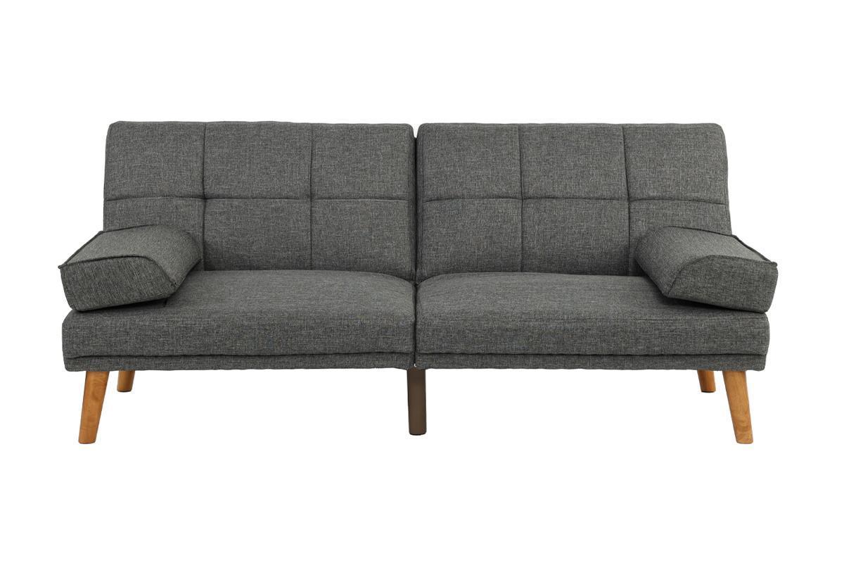 Blue Grey Polyfiber Adjustable Sectional Sofa Set with Tufted Back and Solid Wood Legs