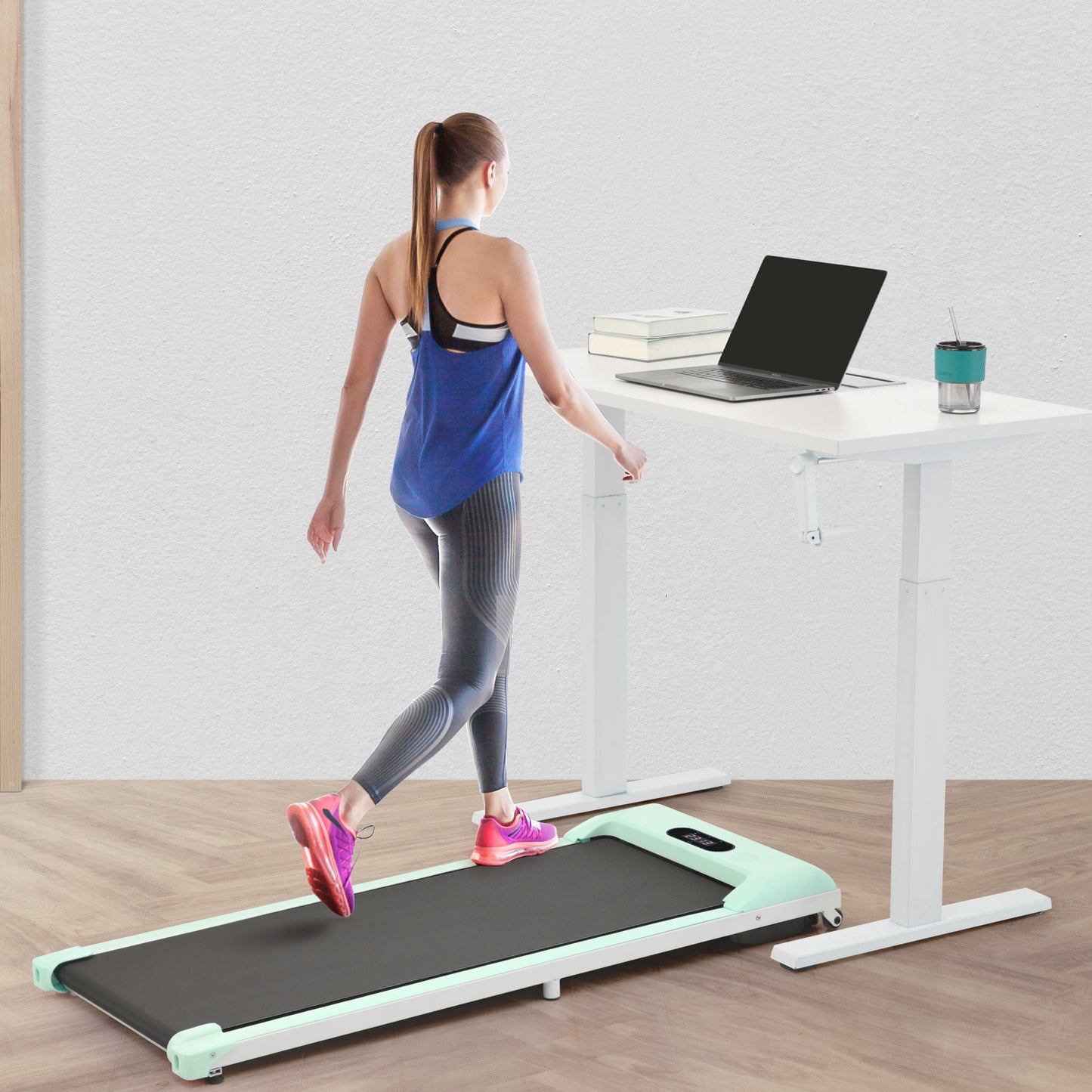 2 in 1 Under Desk Electric Treadmill 2.5HP, with Bluetooth APP and speaker, Remote Control, Display, Walking Jogging Running Machine Fitness Equipment for Home Gym Office