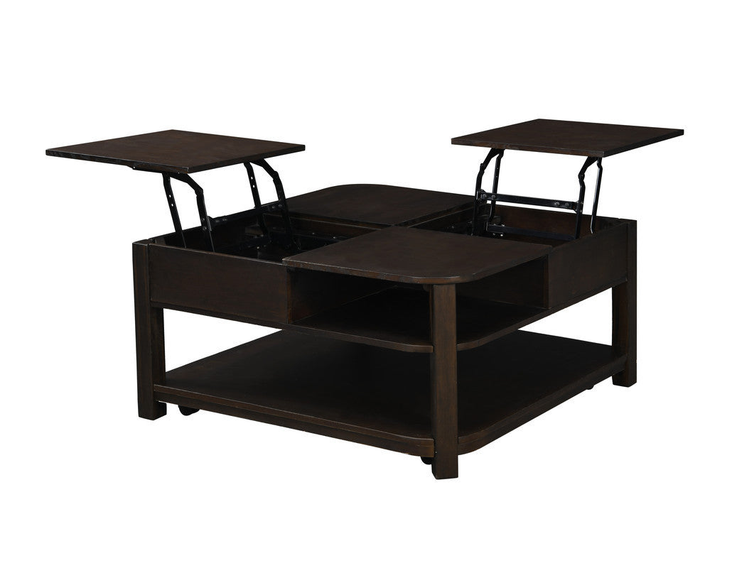 Flora 3 Piece Dark Brown MDF Lift Top Coffee and End Table Bundle