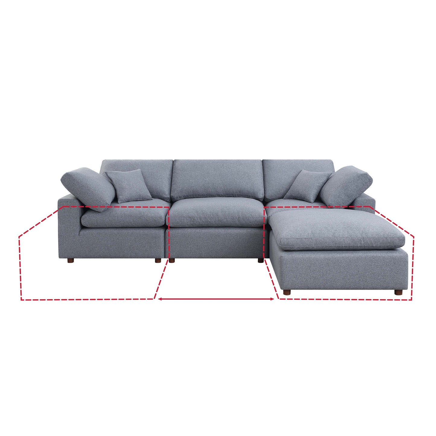 Contemporary Customizable Grey Sectional Sofa Set With Modular Design