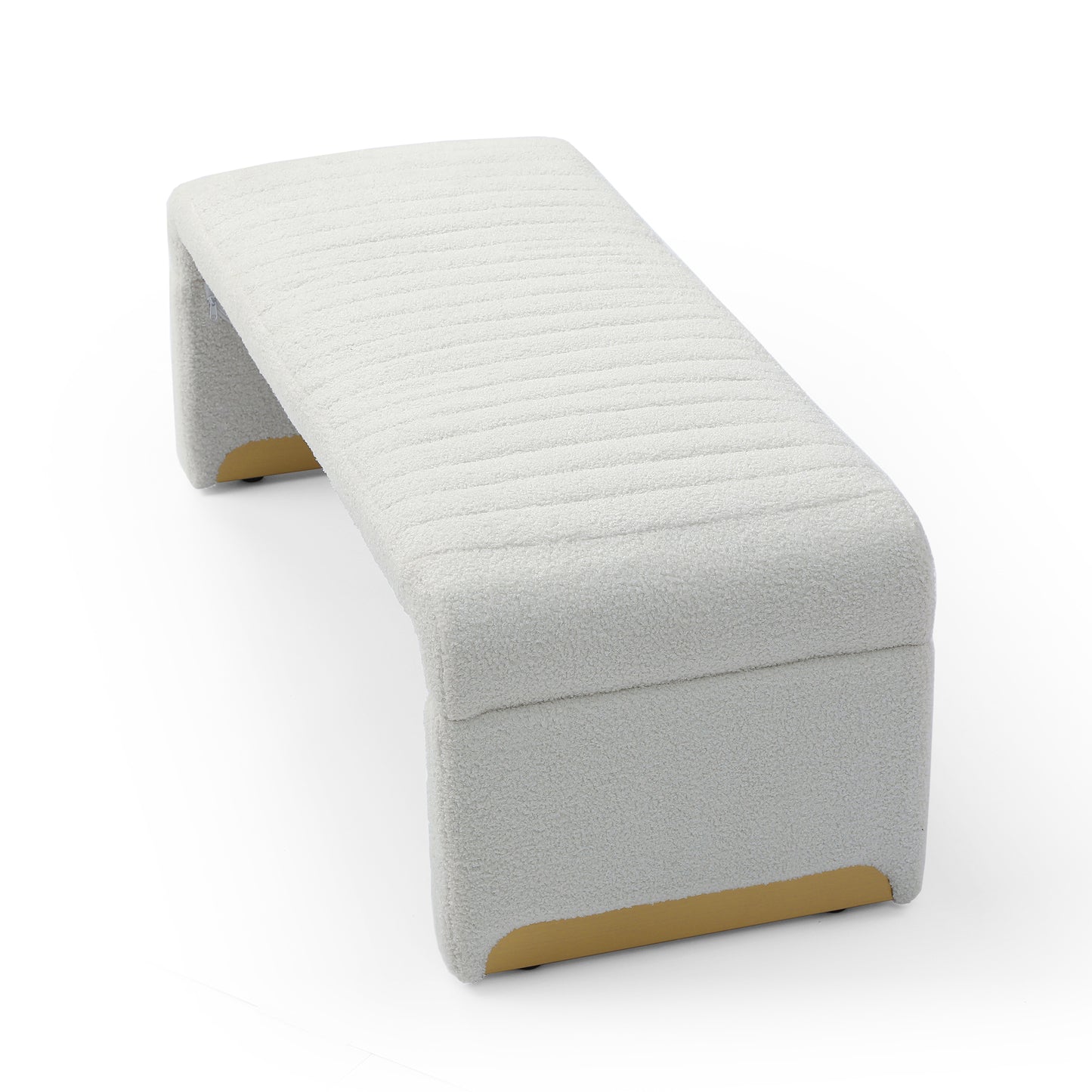 Modern Beige Ottoman Bench with Gold Bottom - Versatile and Stylish