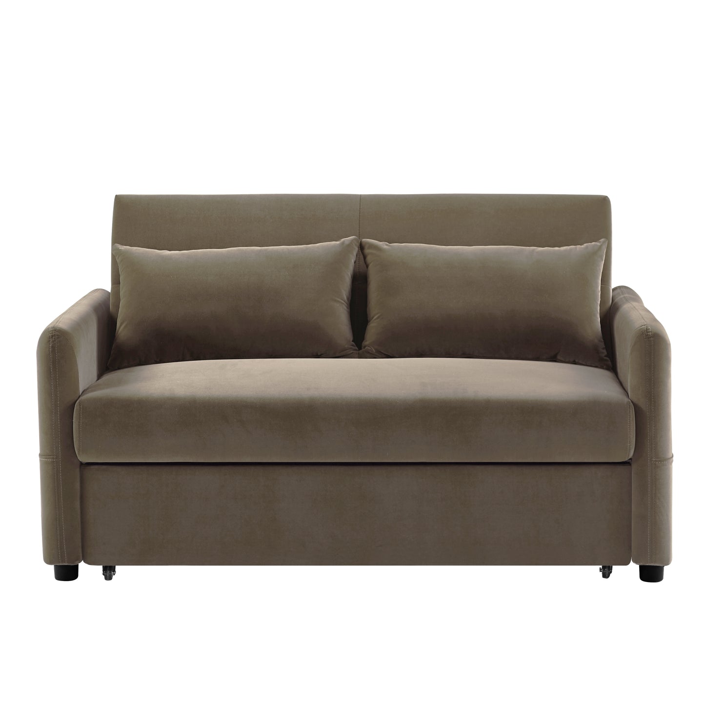 Light Brown Velvet Convertible Love Seat Sofa