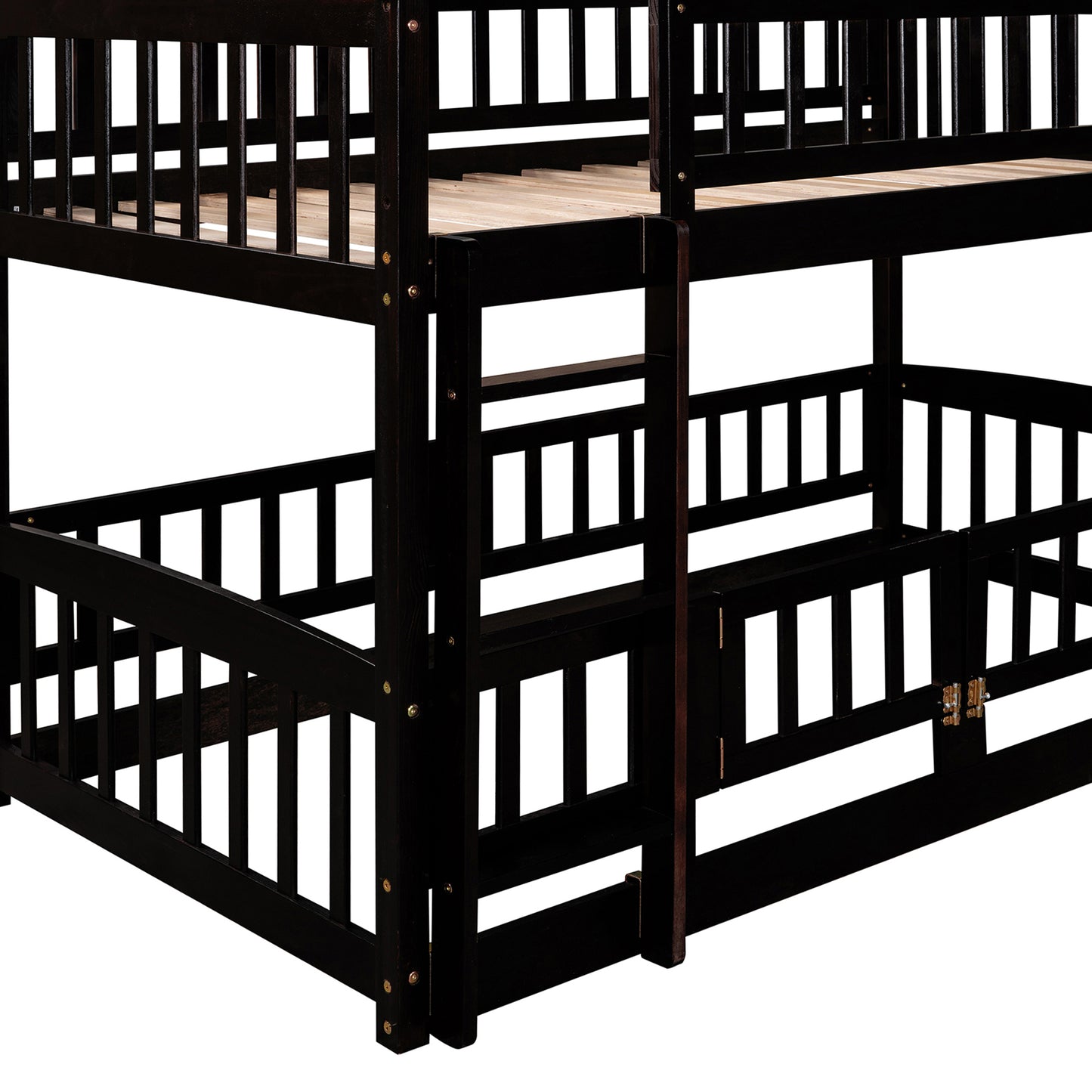 Twin Loft Bunk Bed with Slide, Fence, and Ladder in Espresso Finish for Kids and Teens