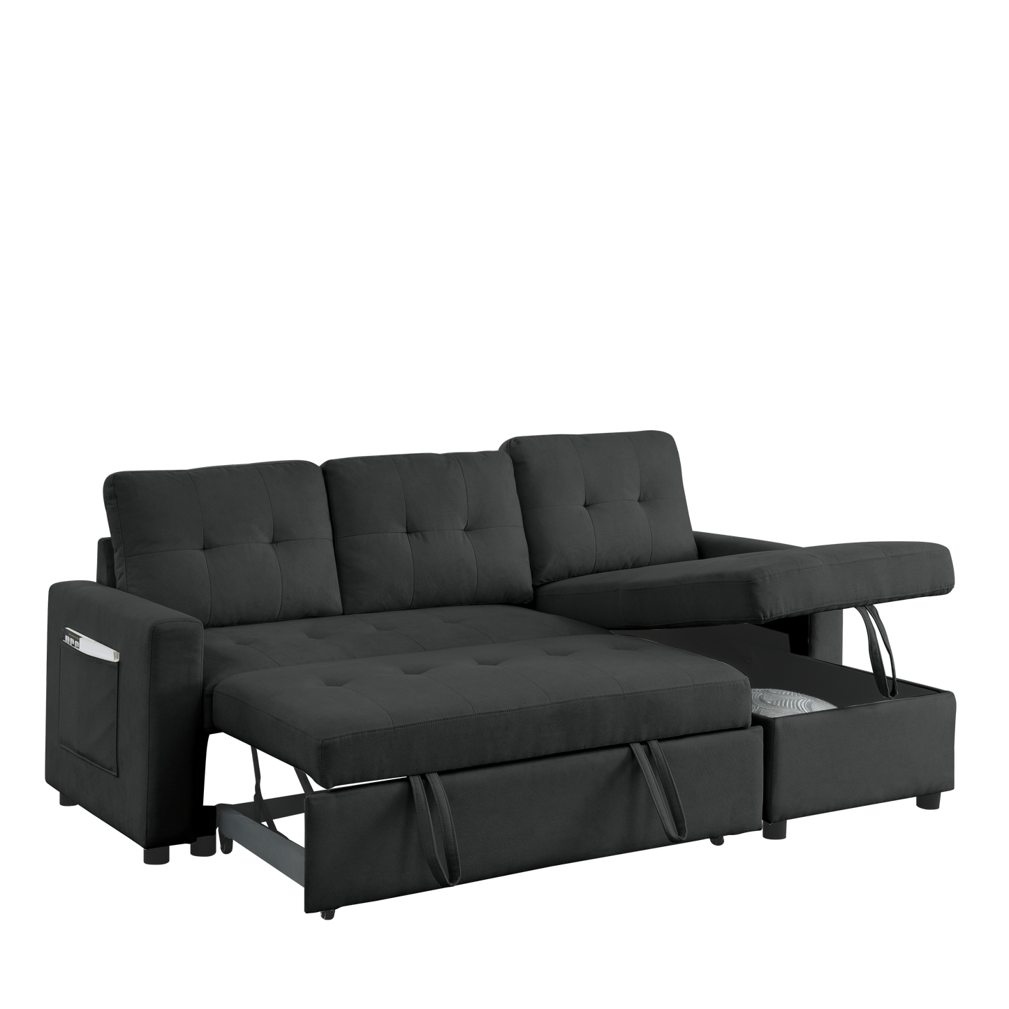 Transformable Sleeper Sectional Sofa with Storage Chaise - Ideal for Small Space Living Room