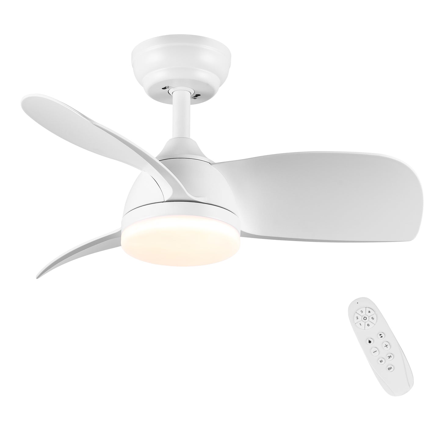 28-Inch Integrated LED Ceiling Fan with White ABS Blades and Lighting