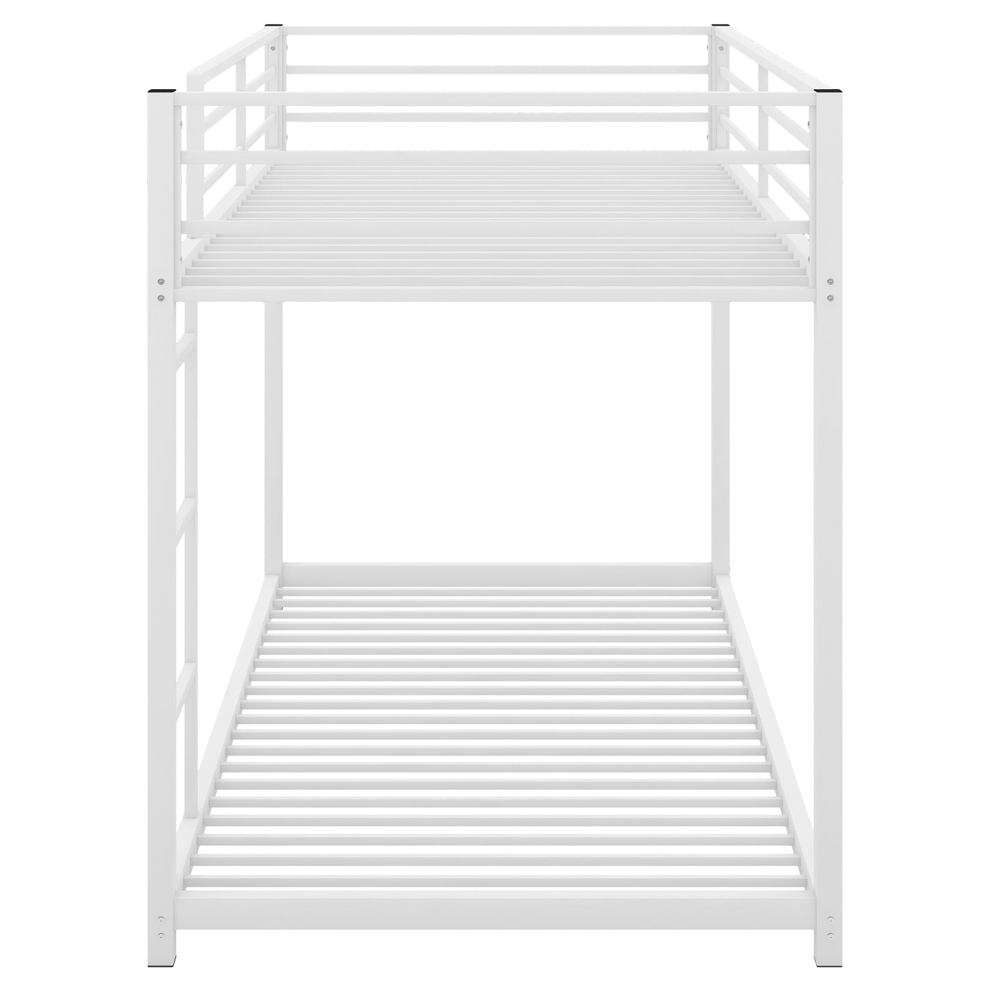 Metal Bunk Bed with Ladder, Twin over Twin, White Finish - Stylish and Functional Twin Metal Bunk Bed