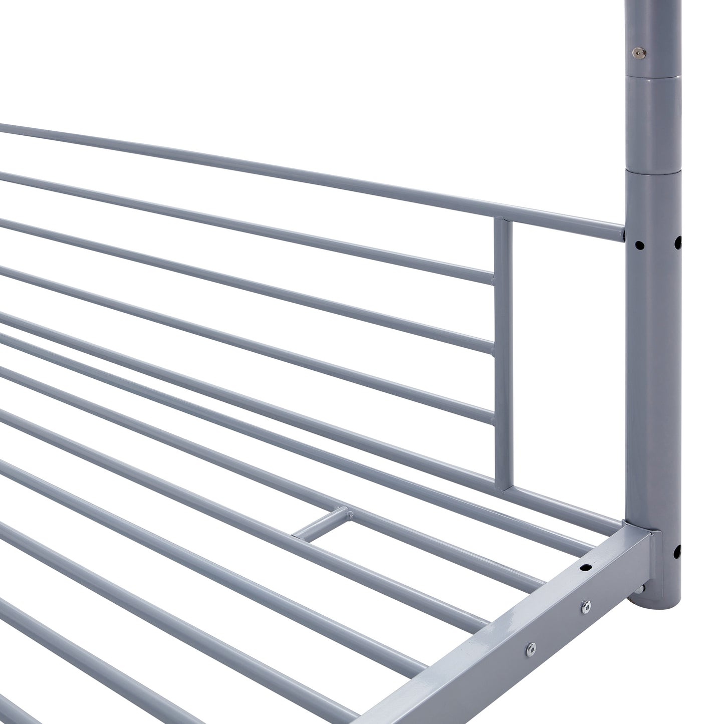 Full-Full-Full Metal  Triple Bed  with Built-in Ladder, Divided into Three Separate Beds,Gray