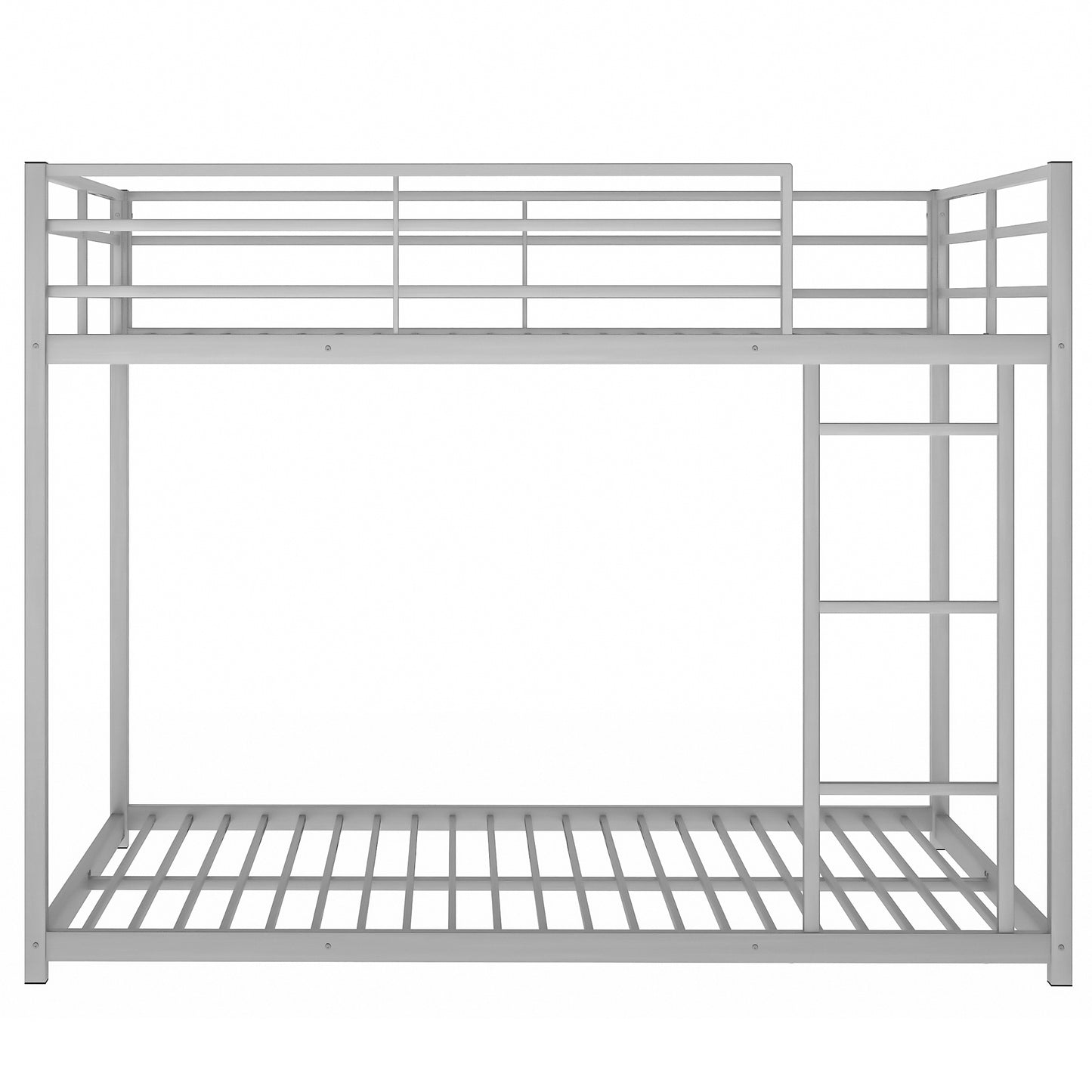 Silver Full over Full Metal Bunk Bed with Low Design and Sturdy Frame