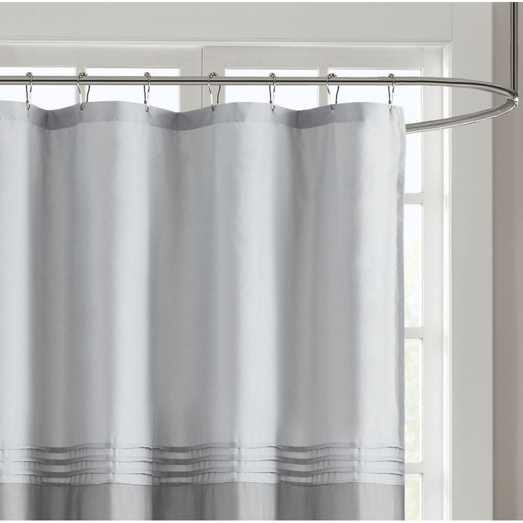 Elegant Grey Embroidered Bathroom Shower Curtain