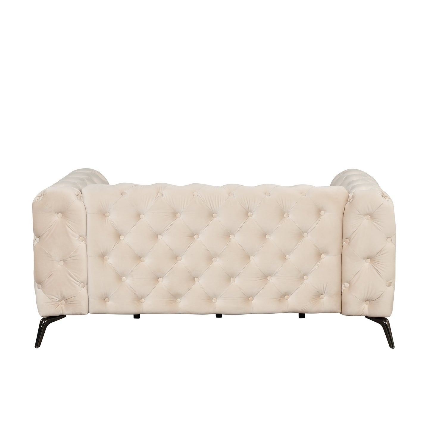 Modern Beige Velvet Loveseat Sofa with Button Tufted Back