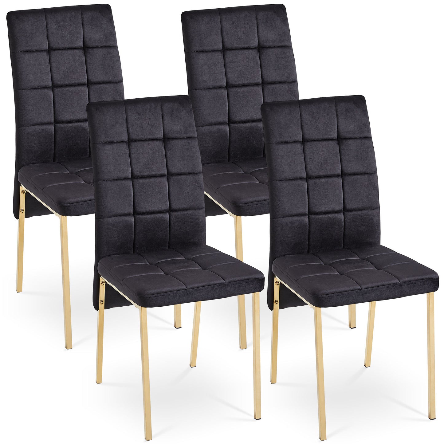 5-Piece Dining Set Including Black Velvet High Back Golden Color Legs Nordic Dining Chair & Creative Design MDF Dining Table