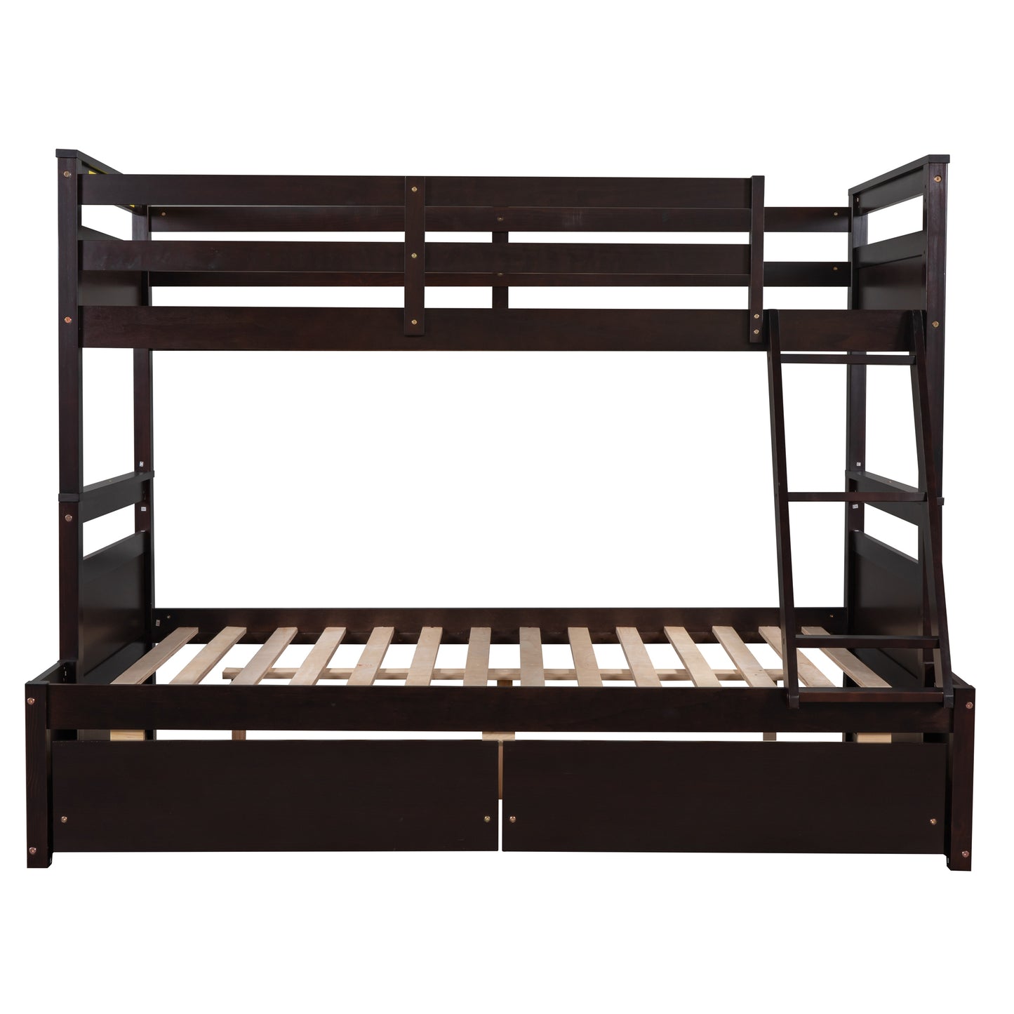 Espresso Twin over Full Bunk Bed with Storage and Drawers - Space-Saving Sleep Solution