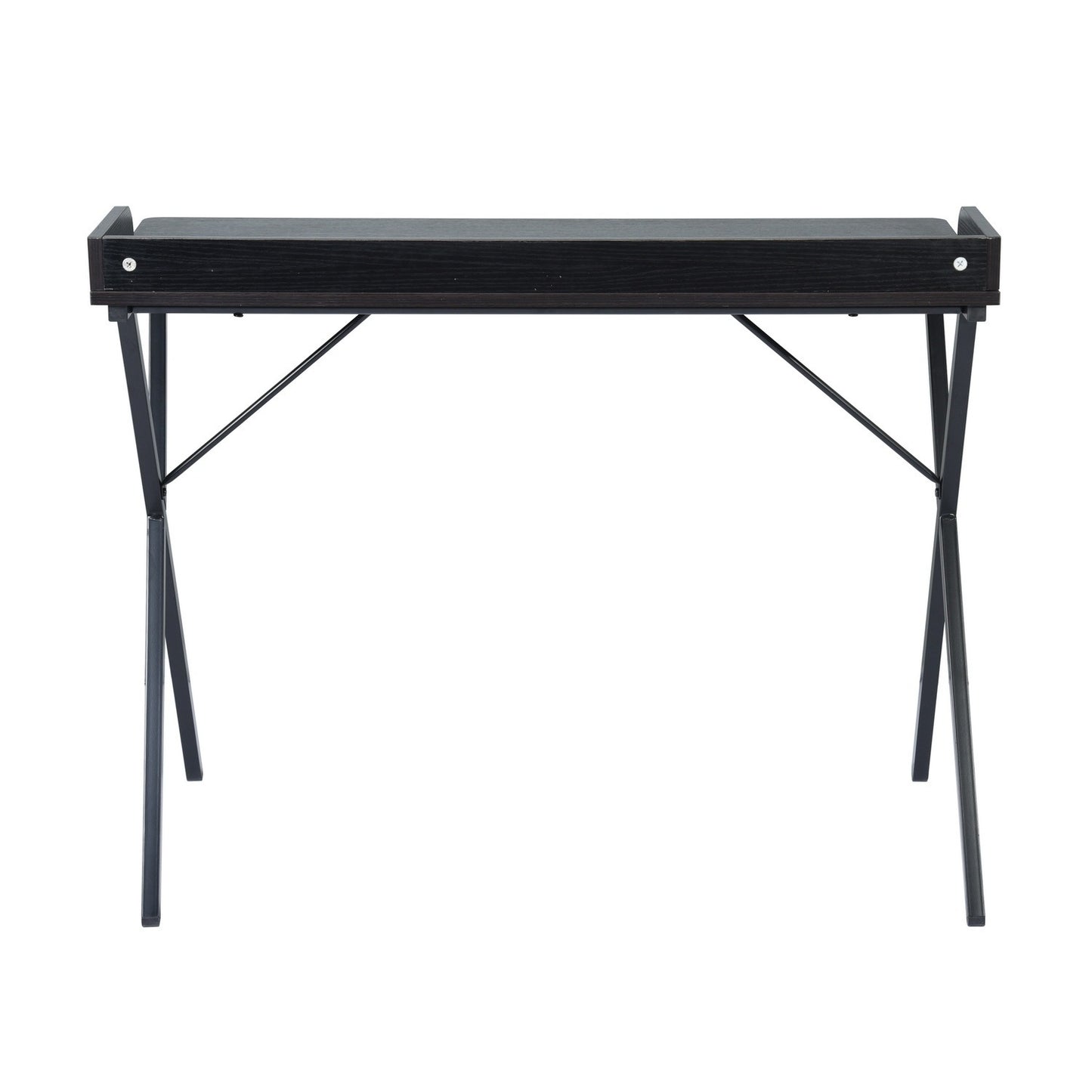 Black Elegant Rectangular Computer Desk with Metal Legs - 39.4