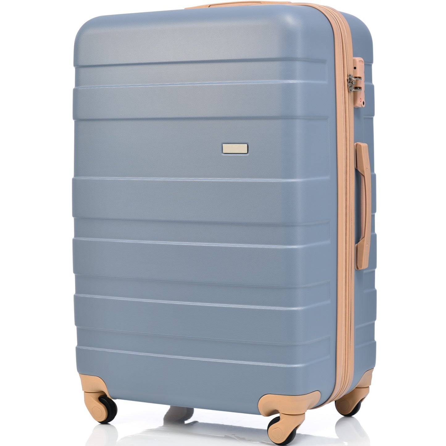 Luggage Sets 4 Piece, Expandable ABS Durable Suitcase with Hanging Toiletry Bag, Carry On Luggage Suitcase Set with 360° Spinner Wheels, Light Blue