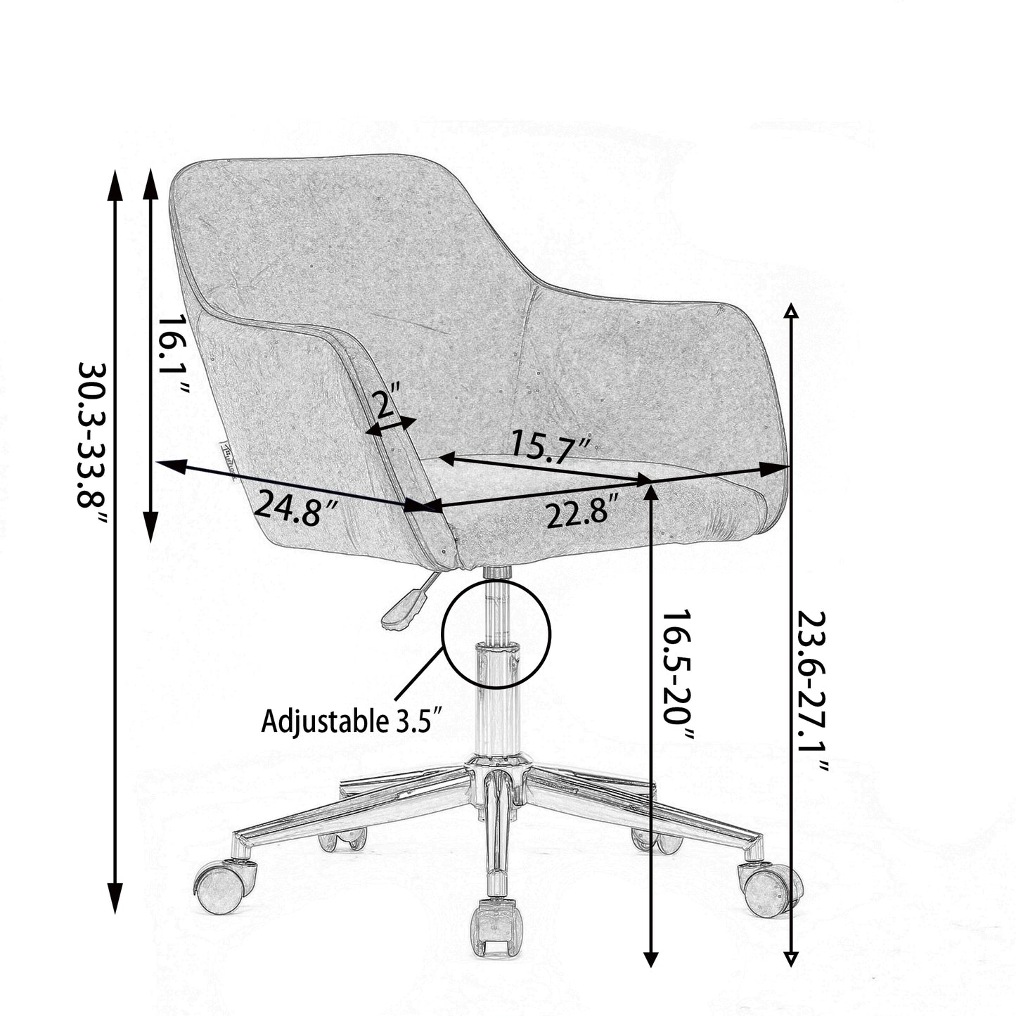 Modern Teddy Fabric Material Adjustable Height 360 Revolving Home Office Chair With Gold Metal Legs And Universal Wheel For Indoor,Yellow