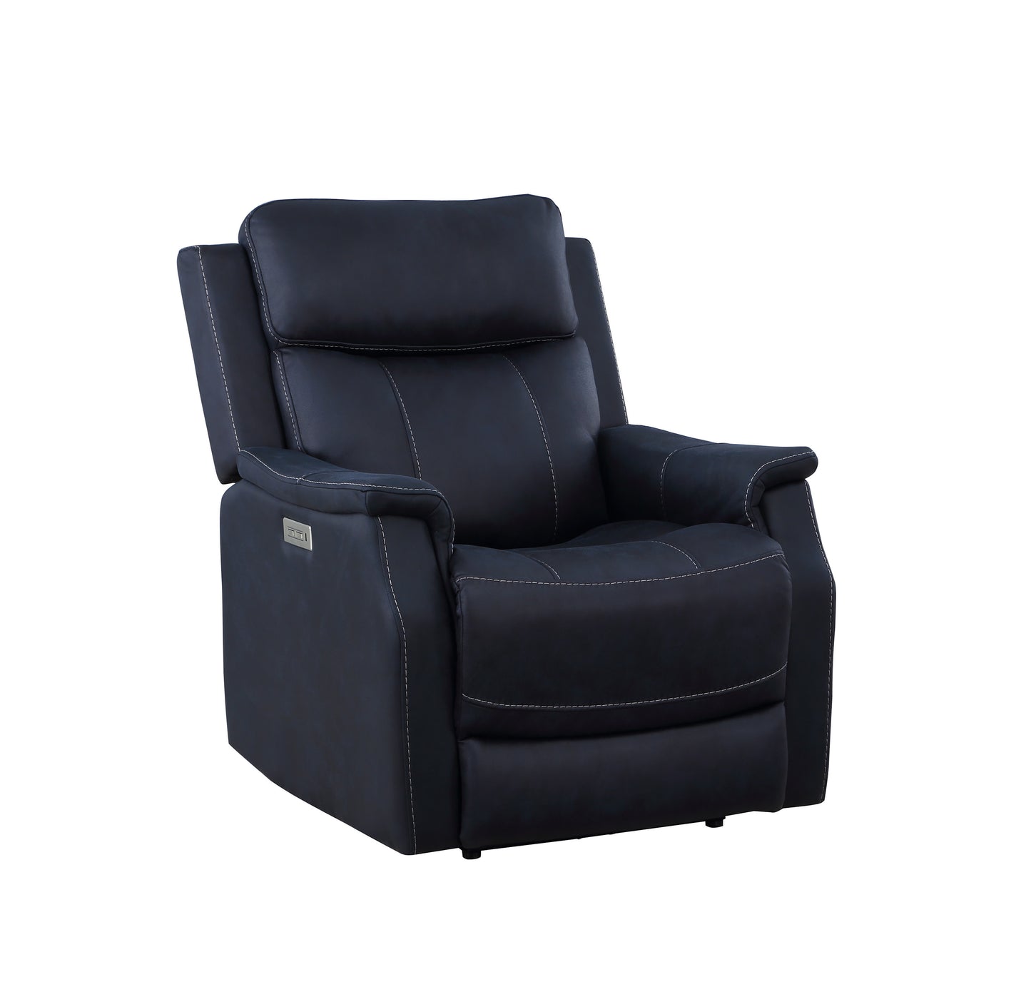 Ocean Blue Dual-Power Recliner with Easy-Care Leatherette - Modern Comfort Recliner