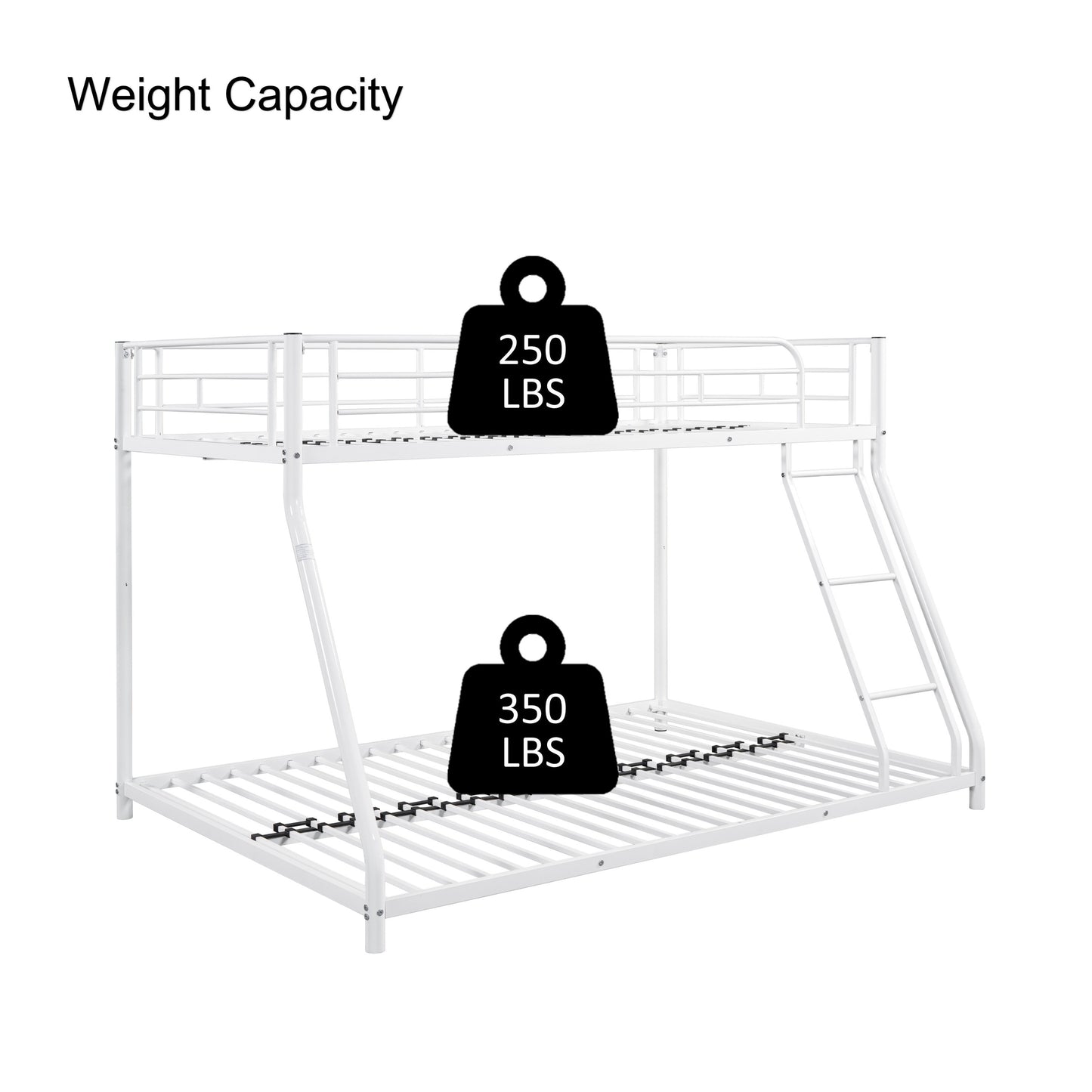 Noise-Reducing Twin over Full Metal Bunk Bed with Safety and Space-Saving Features