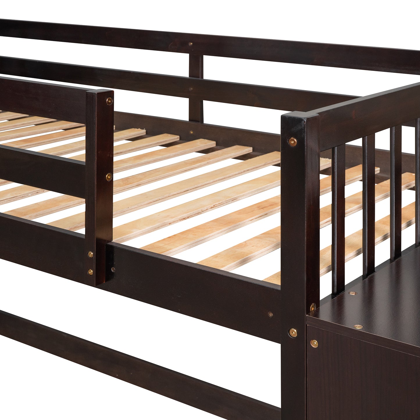 Twin Over Twin Bunk Bed with Espresso Finish and Storage Options