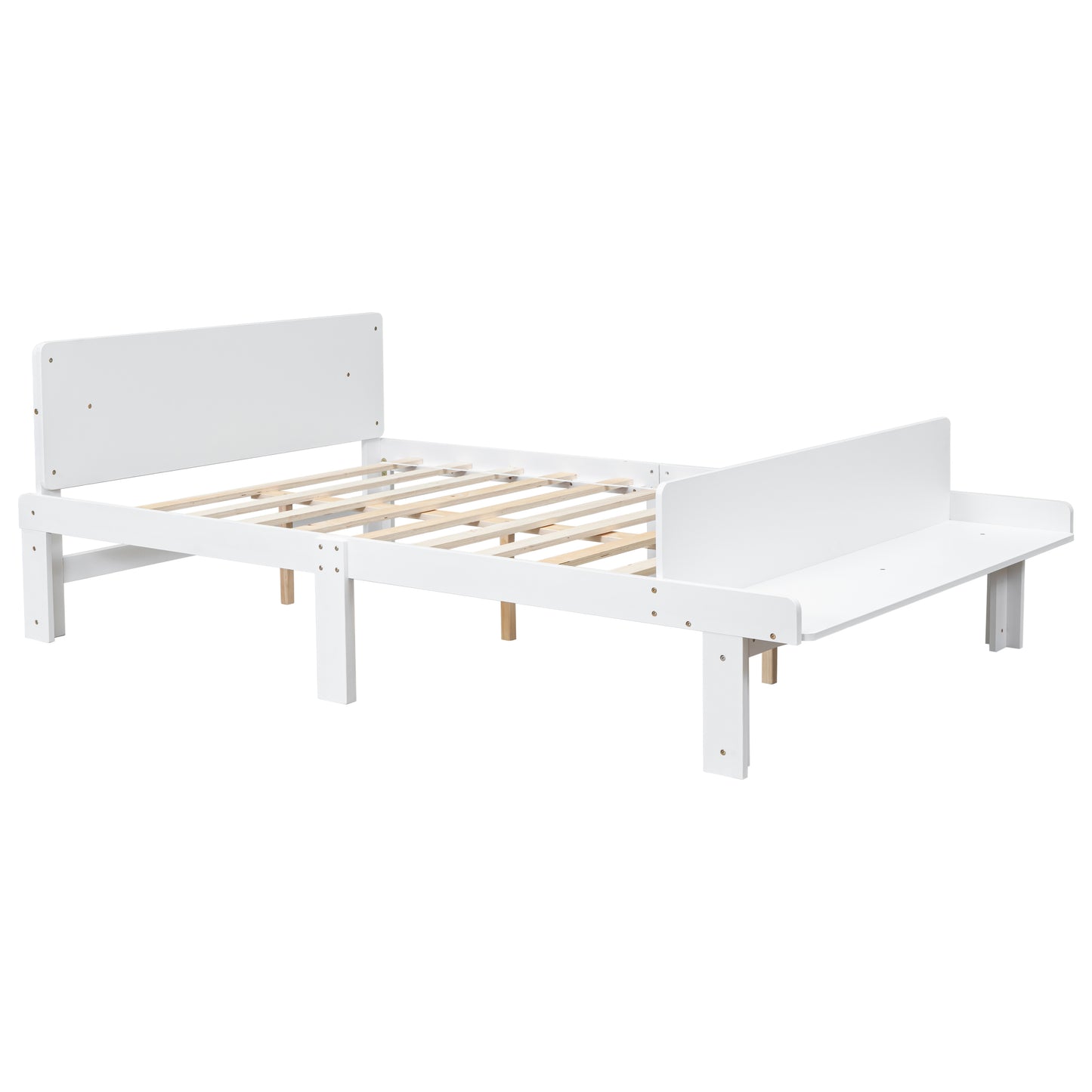 Full Bed with Footboard Bench,White