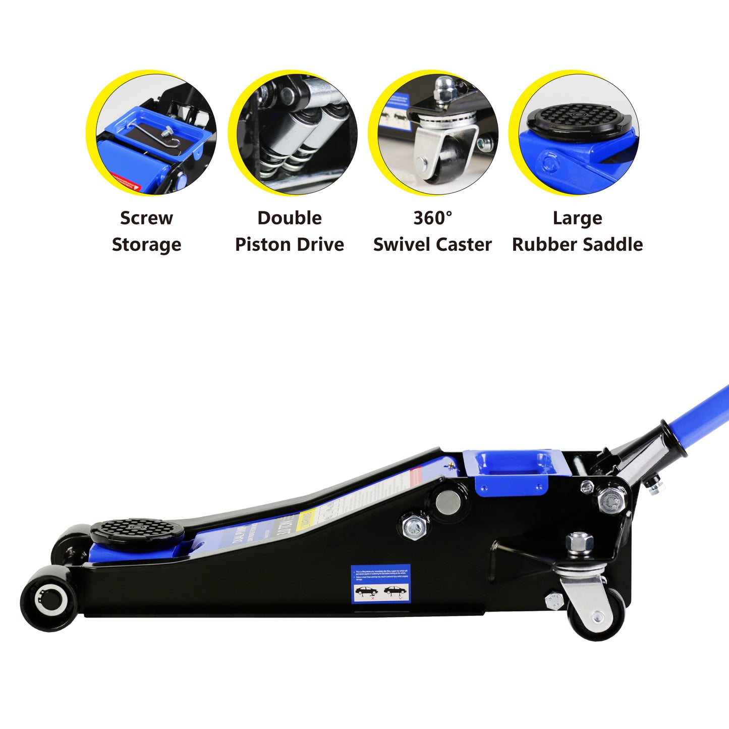 Hydraulic Racing Floor Jack 3 Ton (6600 lb) Capacity, Dual Piston Pump, Blue, Lifting Range 3.3-18.5