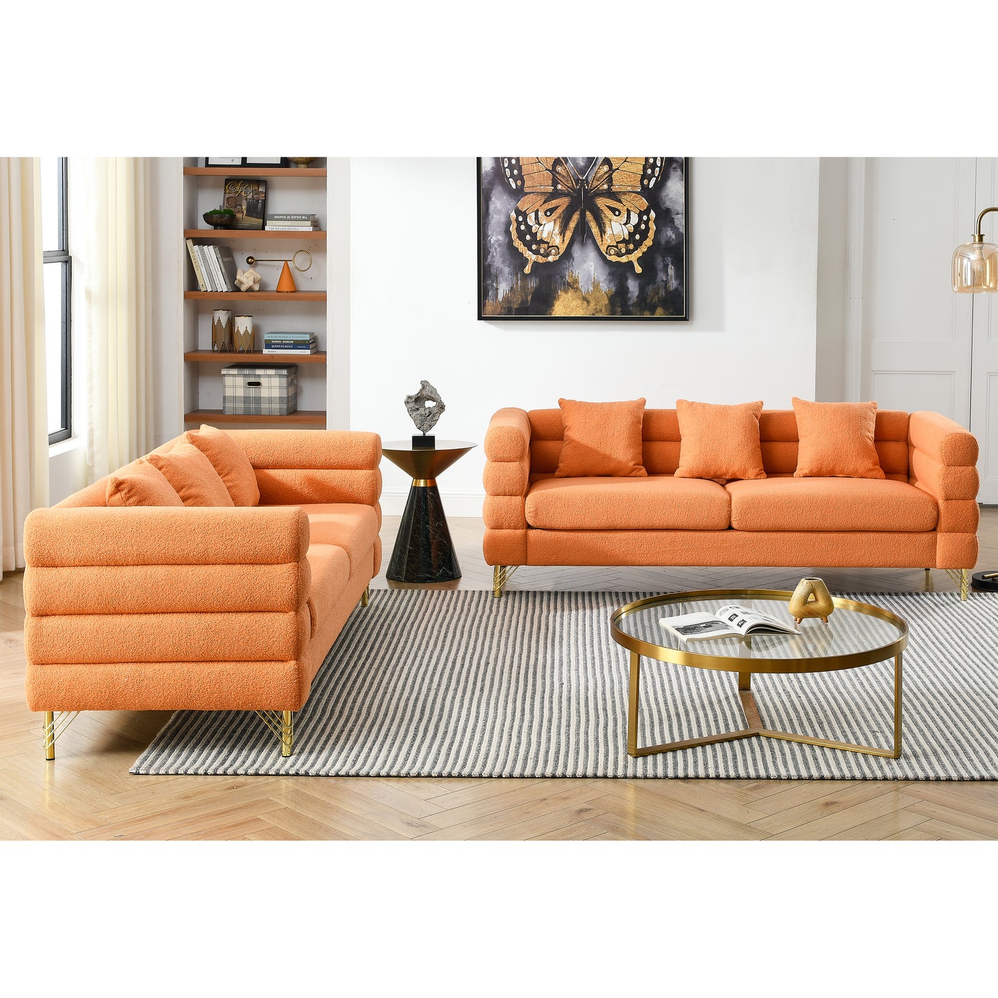 Streamline Modern 3+3 Teddy Fabric Sofa Set - Orange