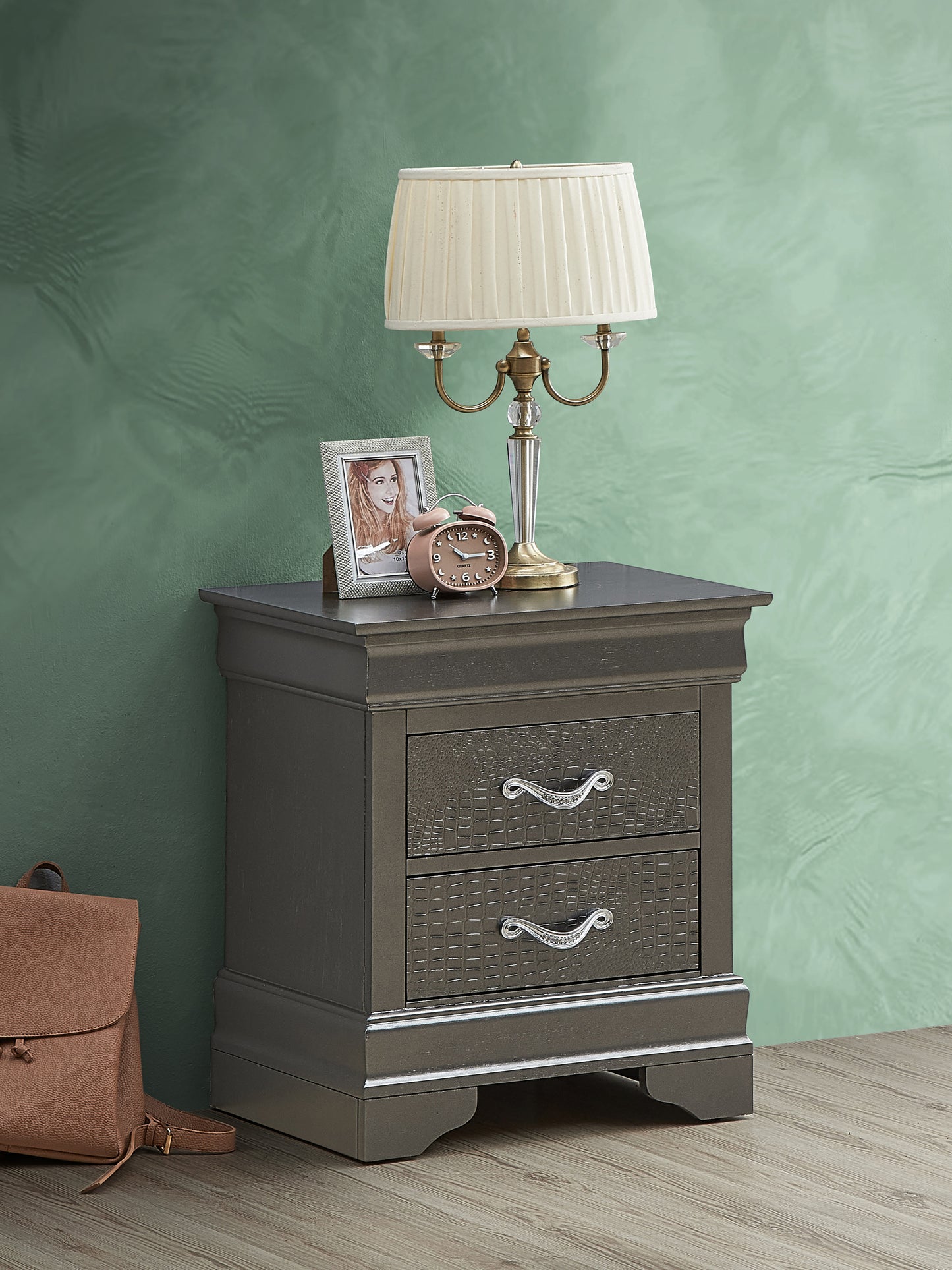 Lorana G6502-N Nightstand , Metalic Black