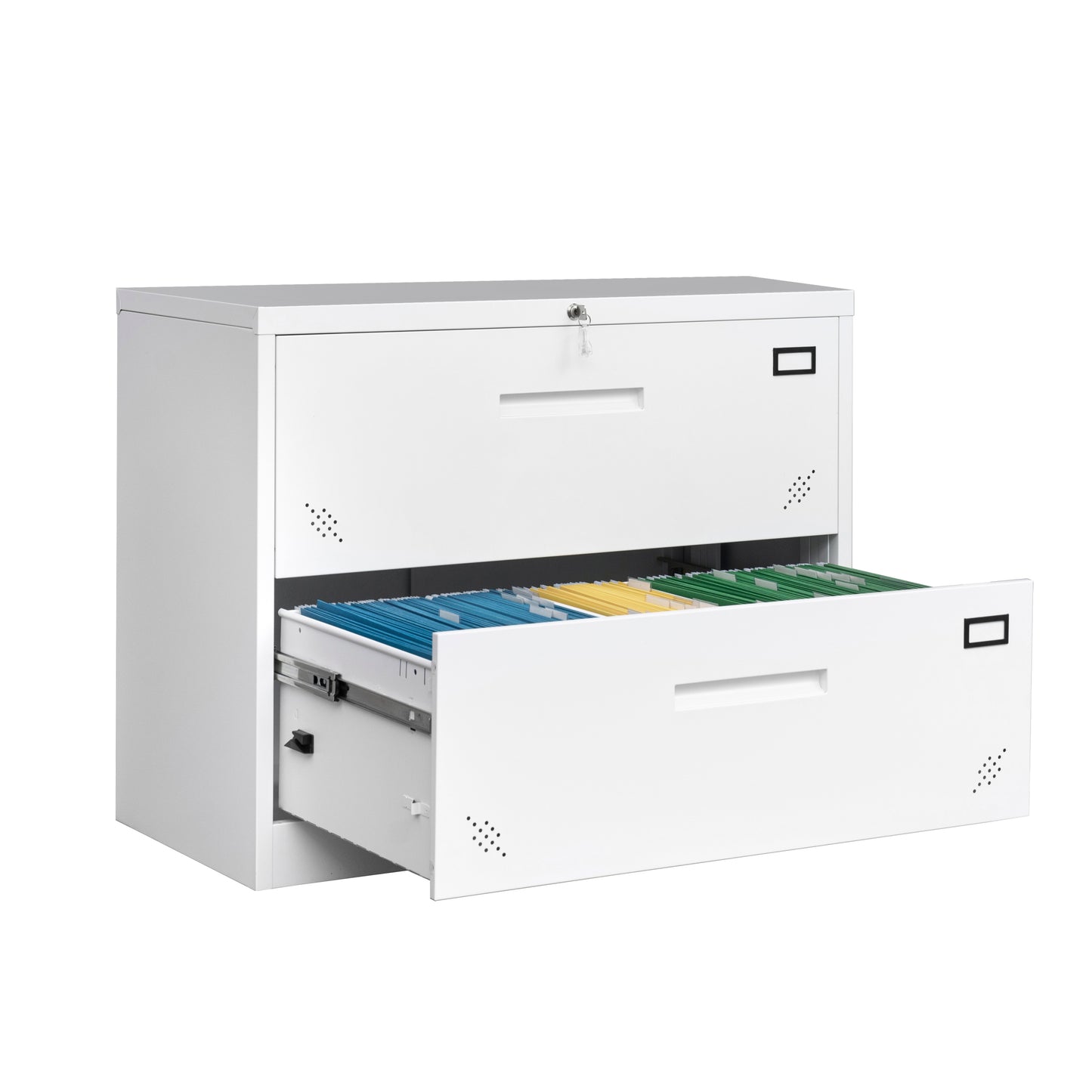 Locking 2 Drawer Lateral Filing Cabinet for Legal/Letter A4 Size