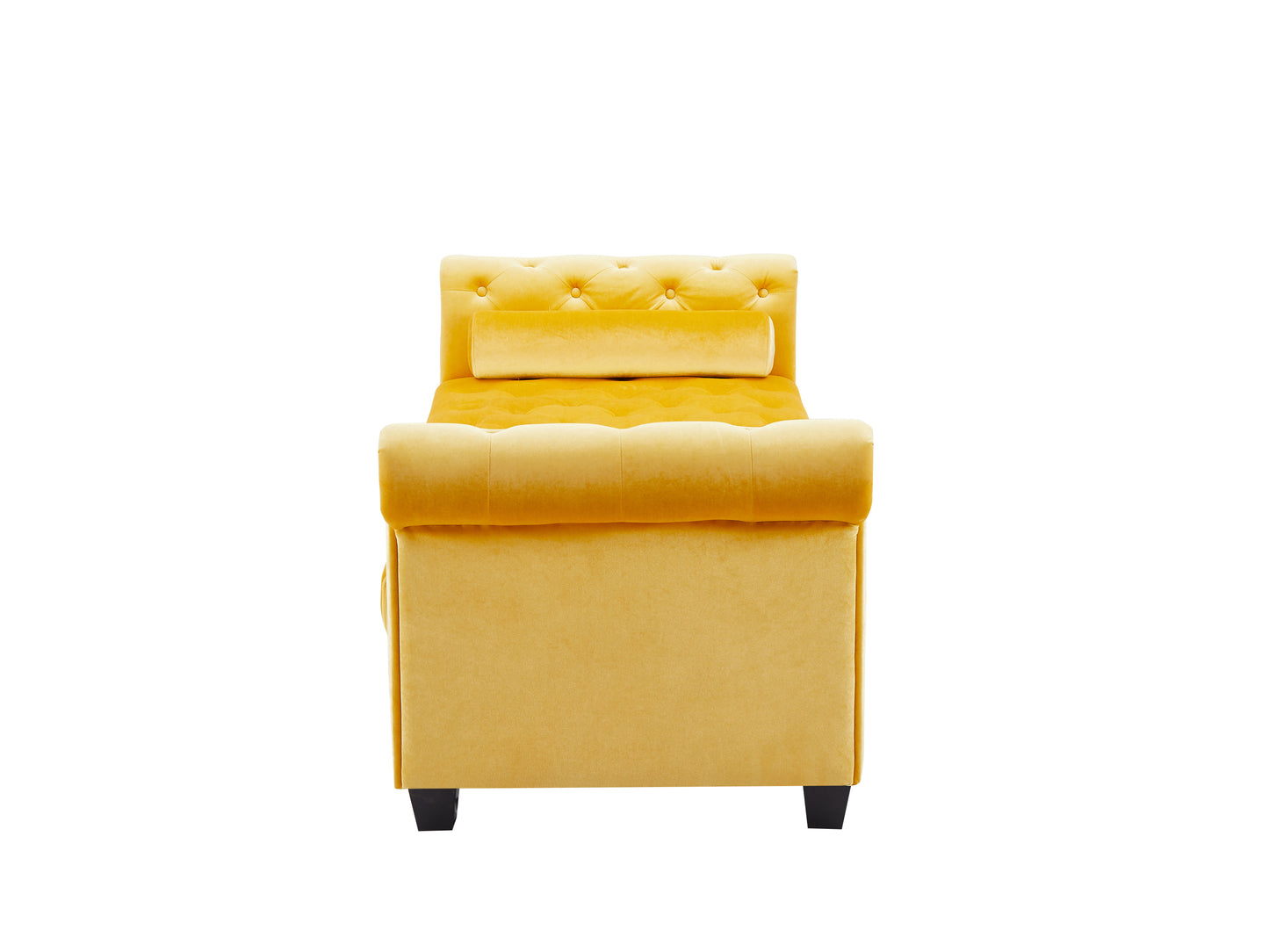 Yellow Pleuche Rectangular Large Sofa Stool with Comfortable Cushions and Armrests