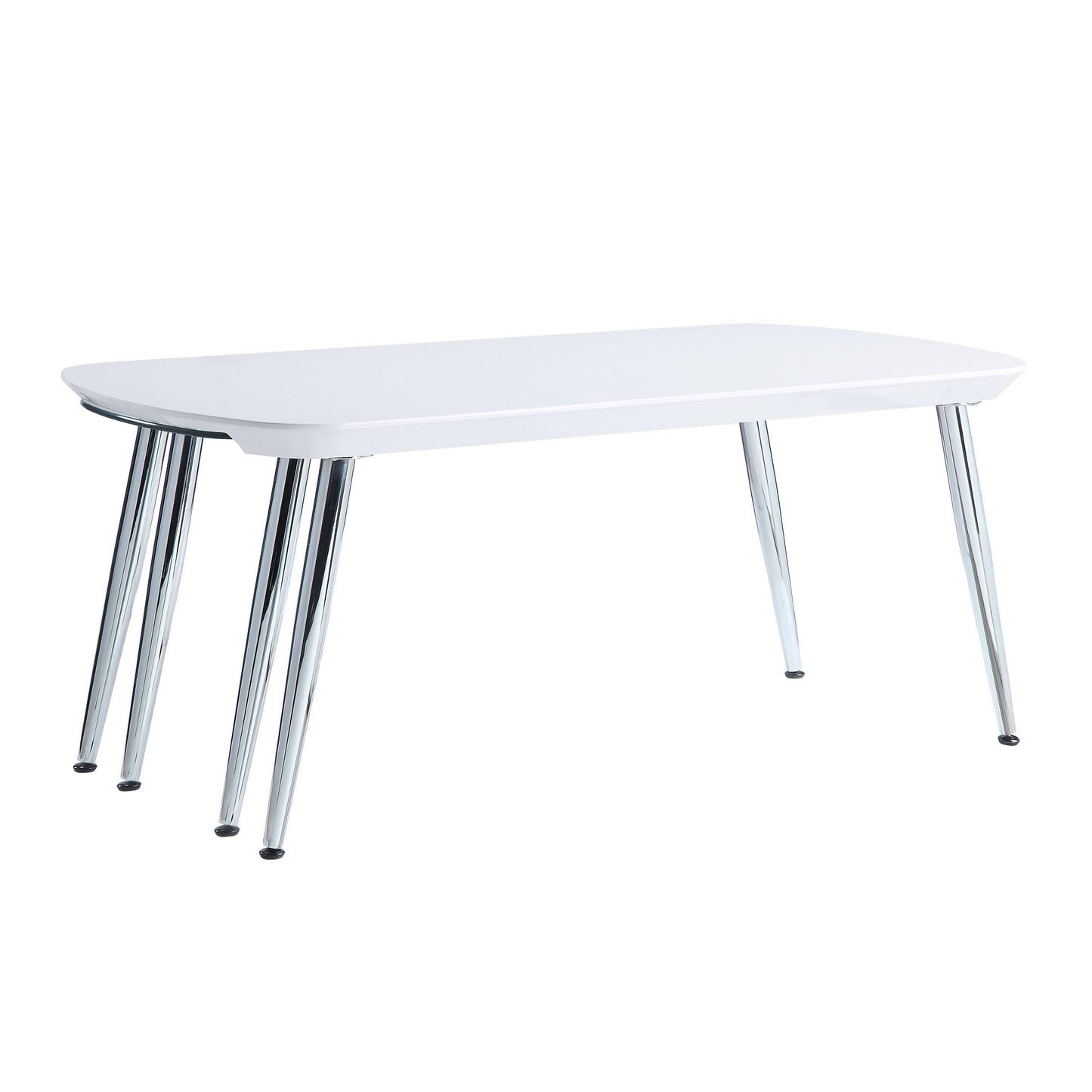 Sleek White & Chrome Finish Patina Coffee Table LV00363