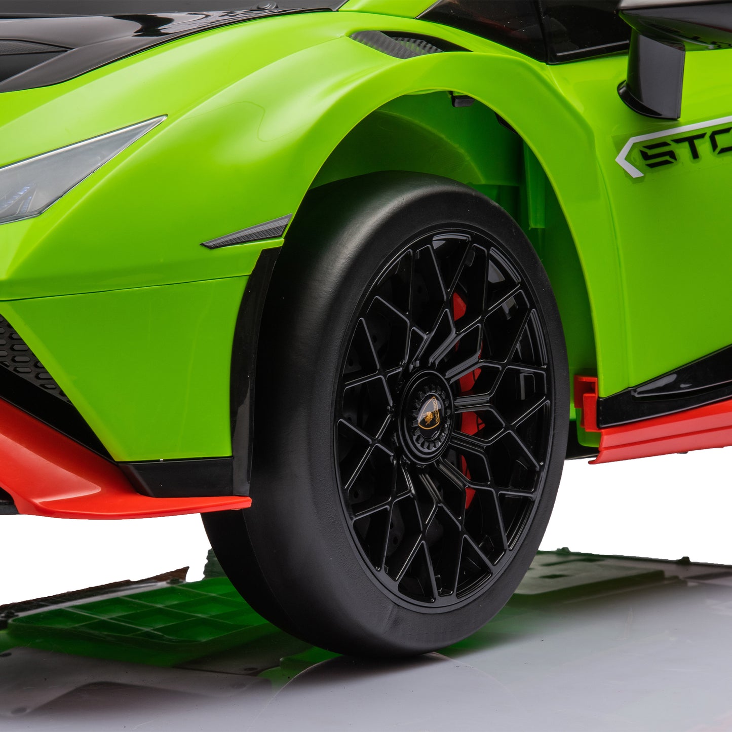 Lamborghini Huracan Sto 24V Kids Electric Ride-On Drift Car: Speeds 1.86-5.59 MPH, Ages 3-8, Foam Front Wheels, 360° Spin, LED Lights, Dynamic Music, Early Learning, USB Port, Drift Feature