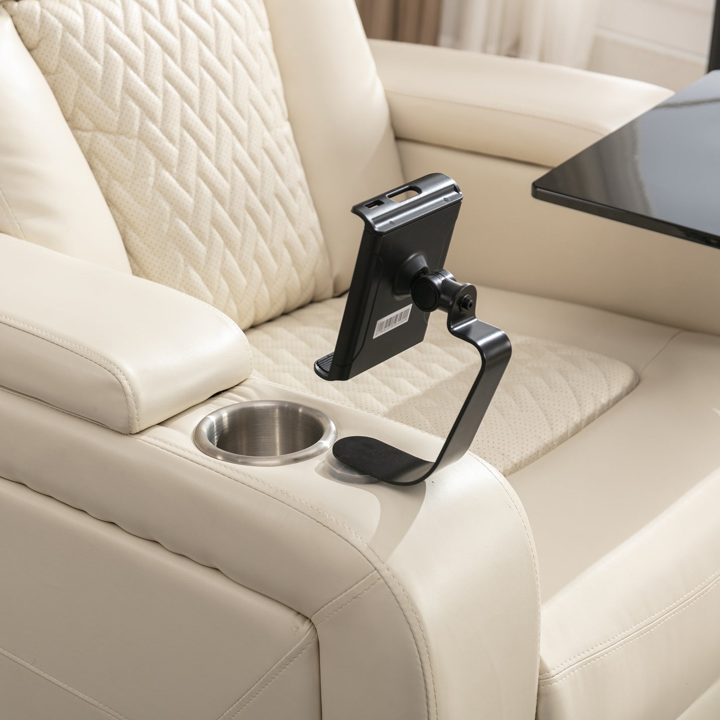 Power Recliner with Swivel, Cup Holder, USB Port, and Tray Table, White