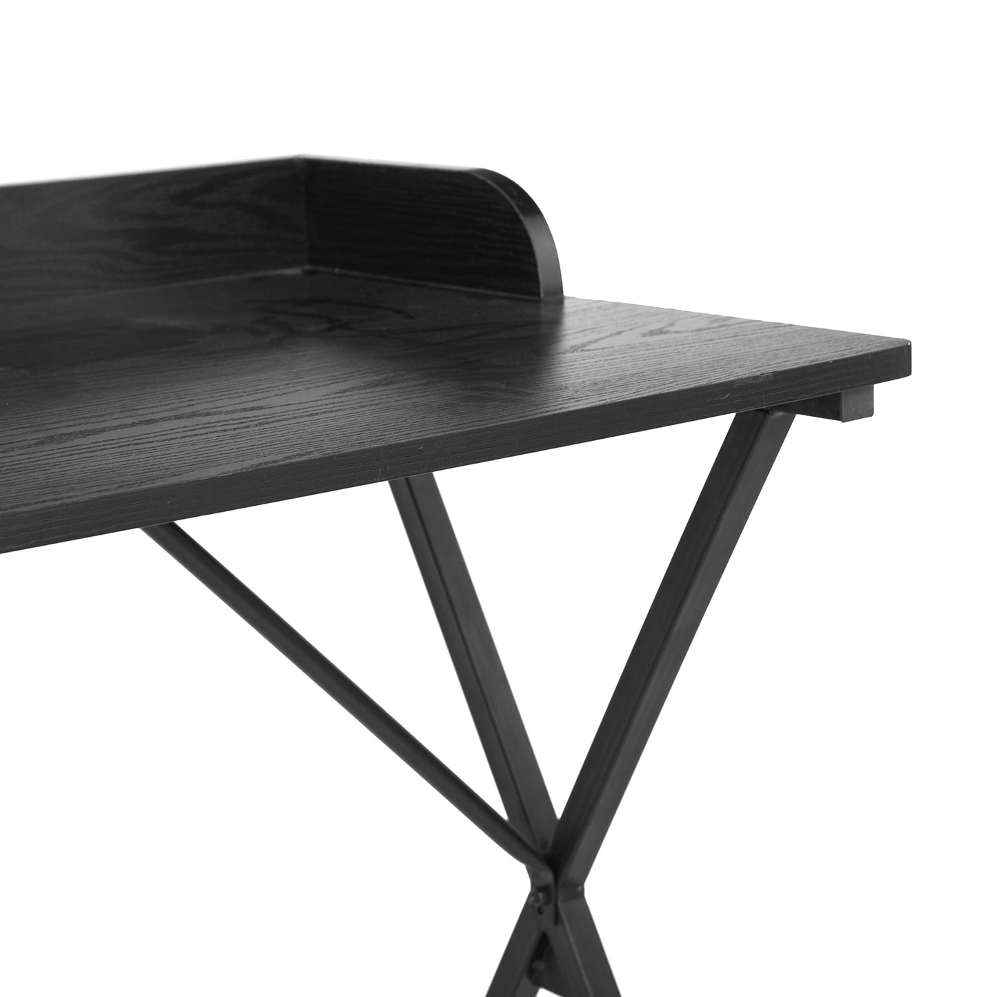 Black Rectangular Computer Desk with Metal Legs - 47.2 L