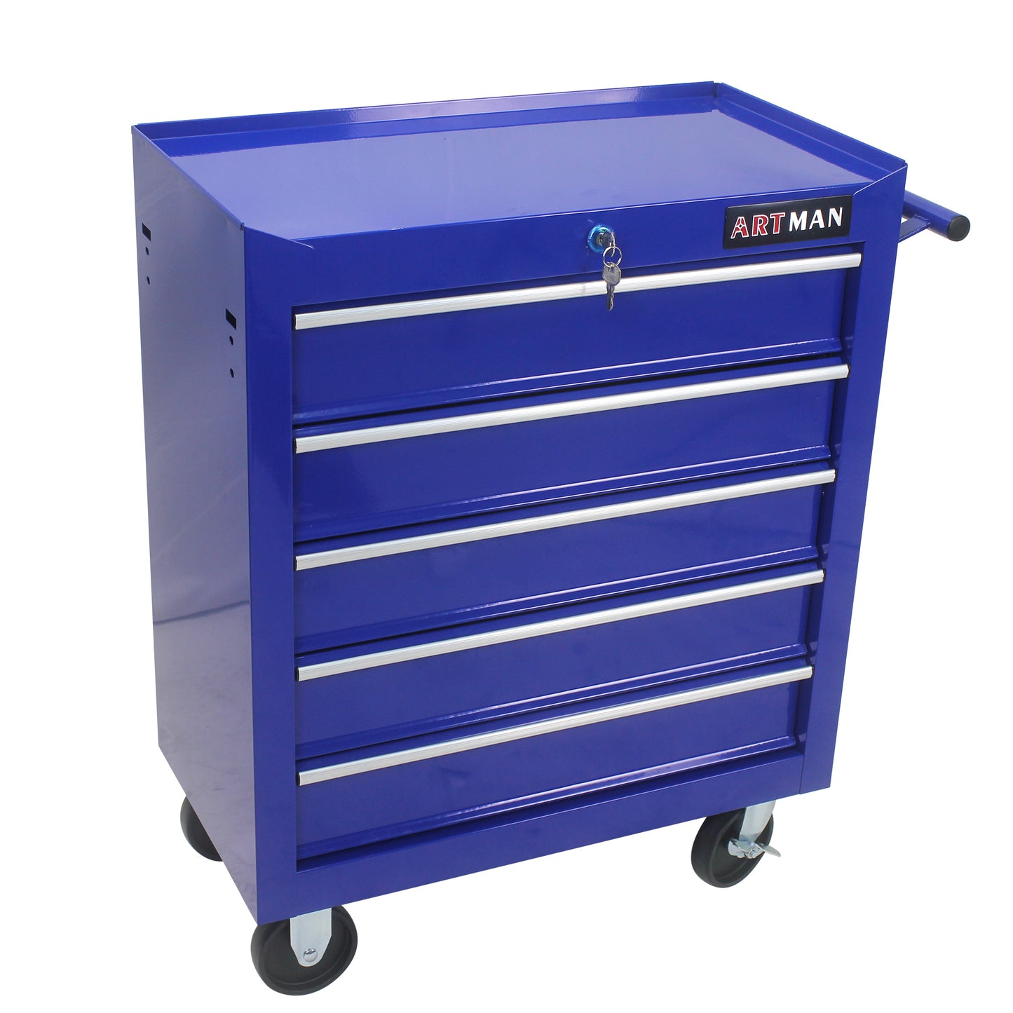 5 DRAWERS MULTIFUNCTIONAL TOOL CART WITH WHEELS-BLUE