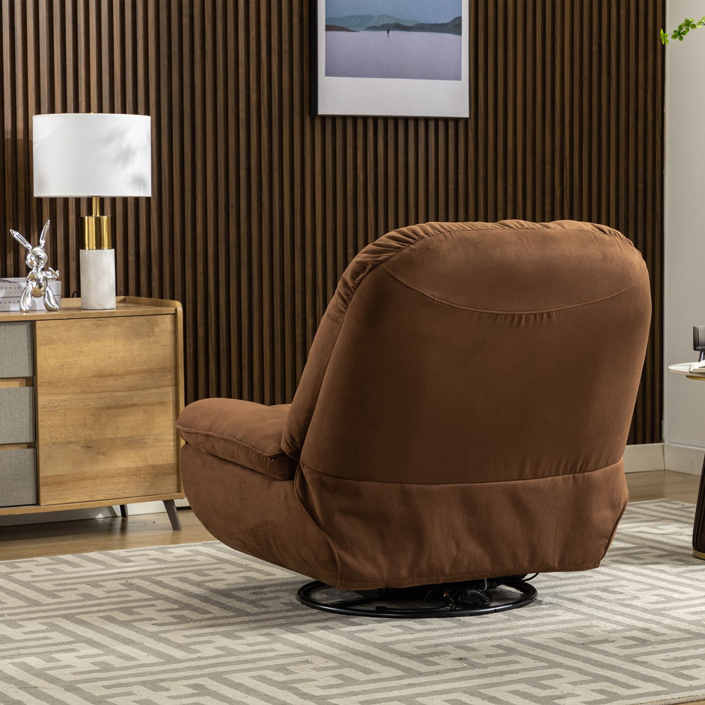 Intelligent Brown Power Recliner Sofa with Swivel, USB Charger, Bluetooth, and Voice Control