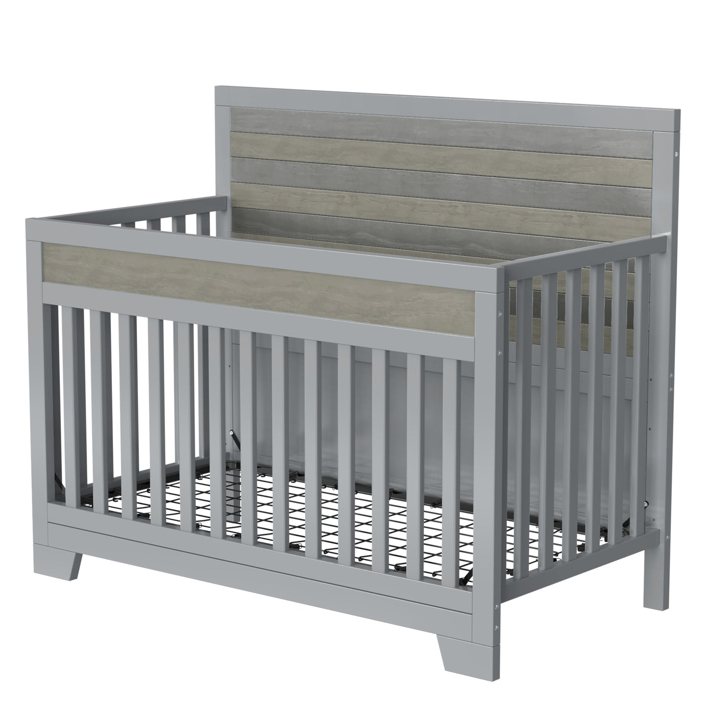 3 Pieces Nursery Sets Baby Crib and Changer Dreeser with Removable Changing Tray Bedroom Sets Gray