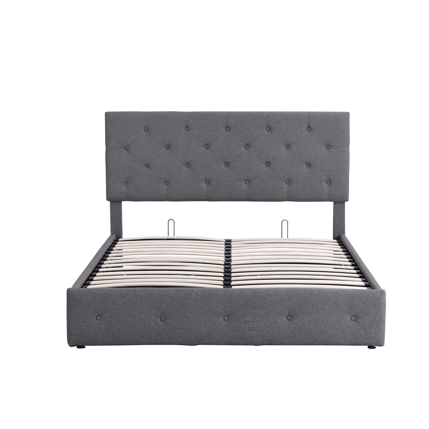 Queen size Upholstered Platform bed with a Hydraulic Storage System - Gray